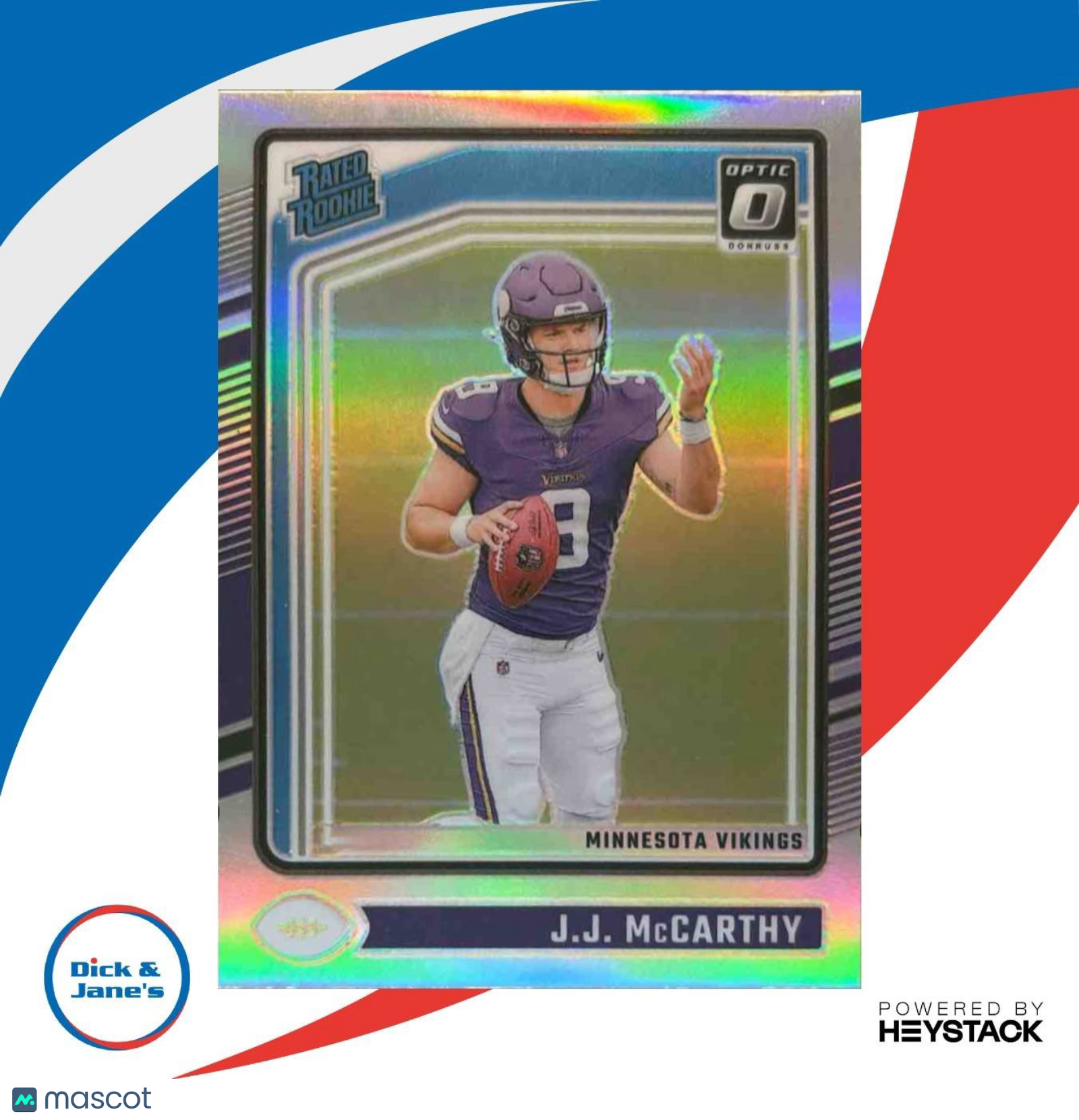 2024 Panini Donruss Optic J.J. McCarthy Holo #235 Rated Rookie Minnesota Vikings - Sports Cards