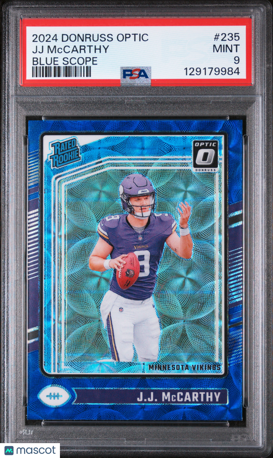 2024 Panini Donruss Optic JJ Mccarthy Blue Scope Rated Rookie #235 PSA 9 MINT - Graded Sports Cards