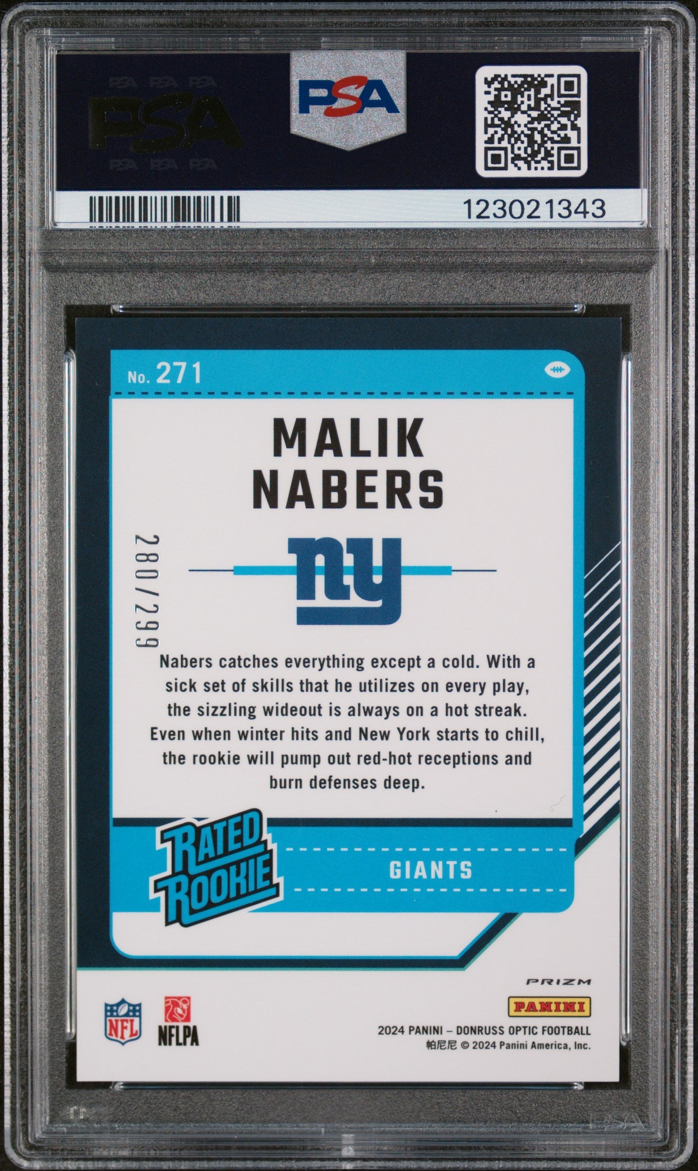 2024 Panini Donruss Optic Malik Nabers Aqua #271 PSA 9 - Graded Sports Cards