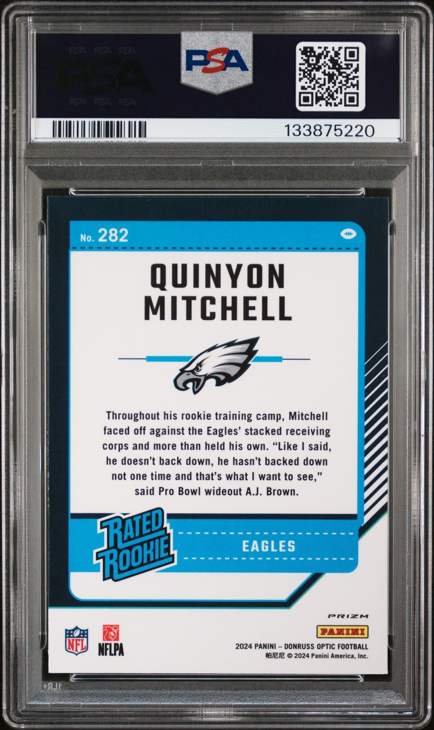 2024 Panini Donruss Optic Quinyon Mitchell Blue Glitter #282 PSA 10 - Graded Sports Cards