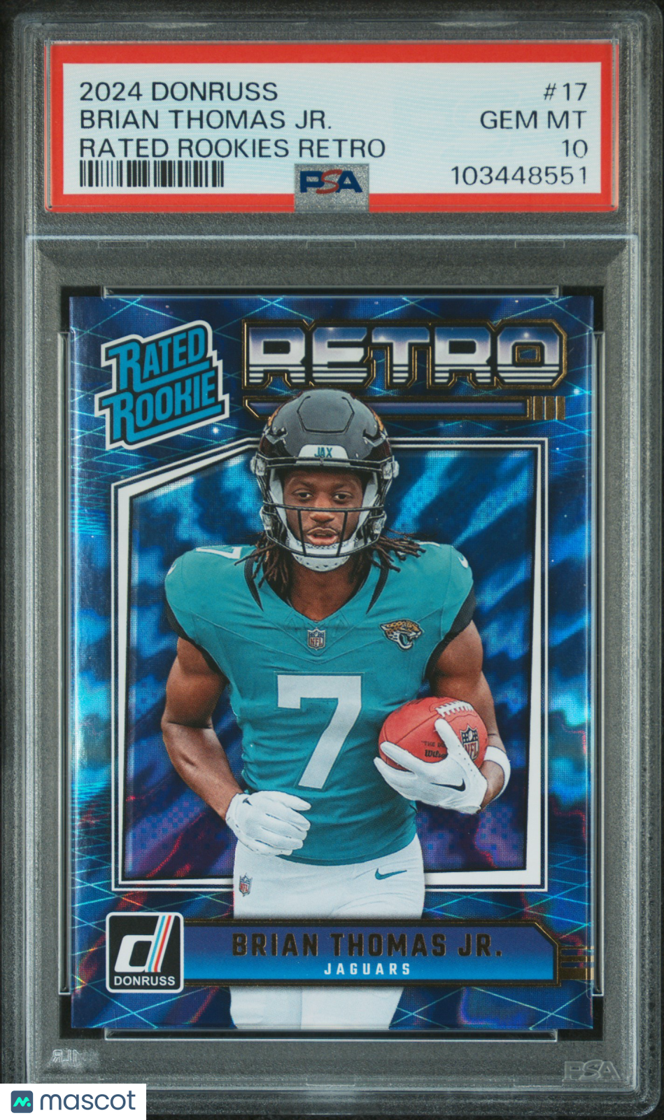 2024 Panini Donruss Rated Rookies Retro Brian Thomas JR. Rookie #17 PSA 10 - Graded Sports Cards