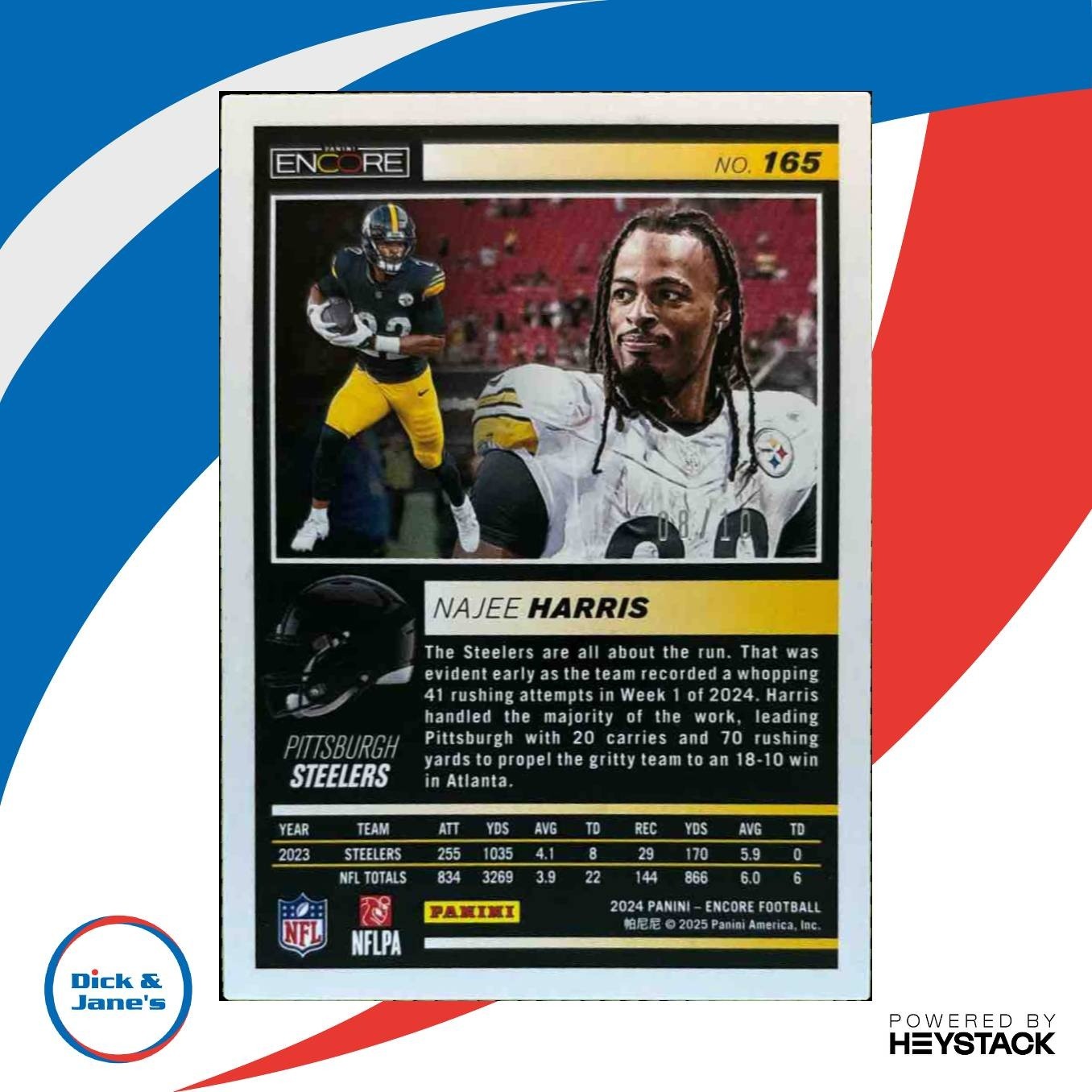2024 Panini Encore Najee Harris Gold /10 #165 Pittsburgh Steelers - Sports Cards