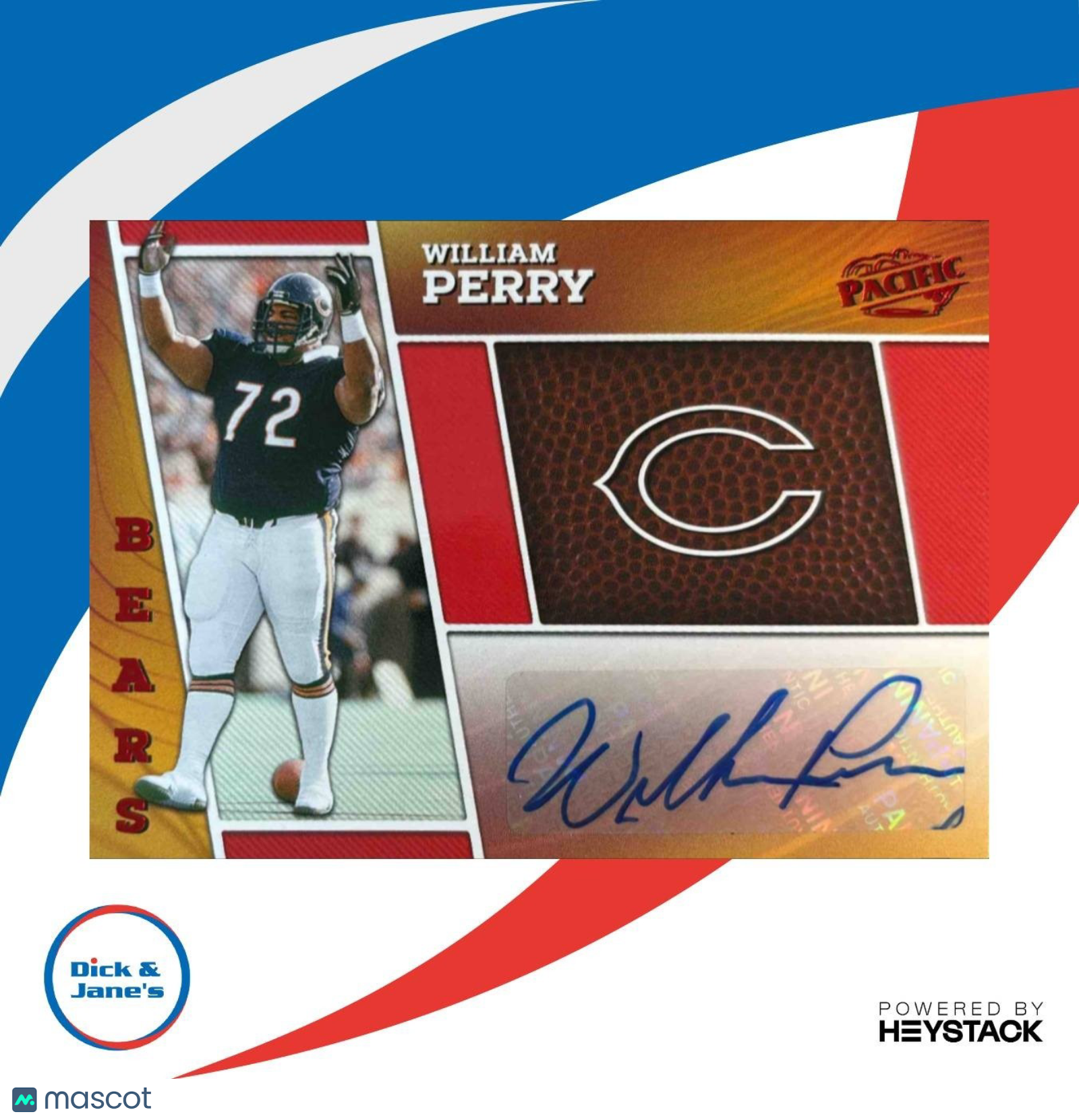 2024 Panini Encore William Perry Pacific Penmanship Red /50 Auto Chicago Bears - Sports Cards