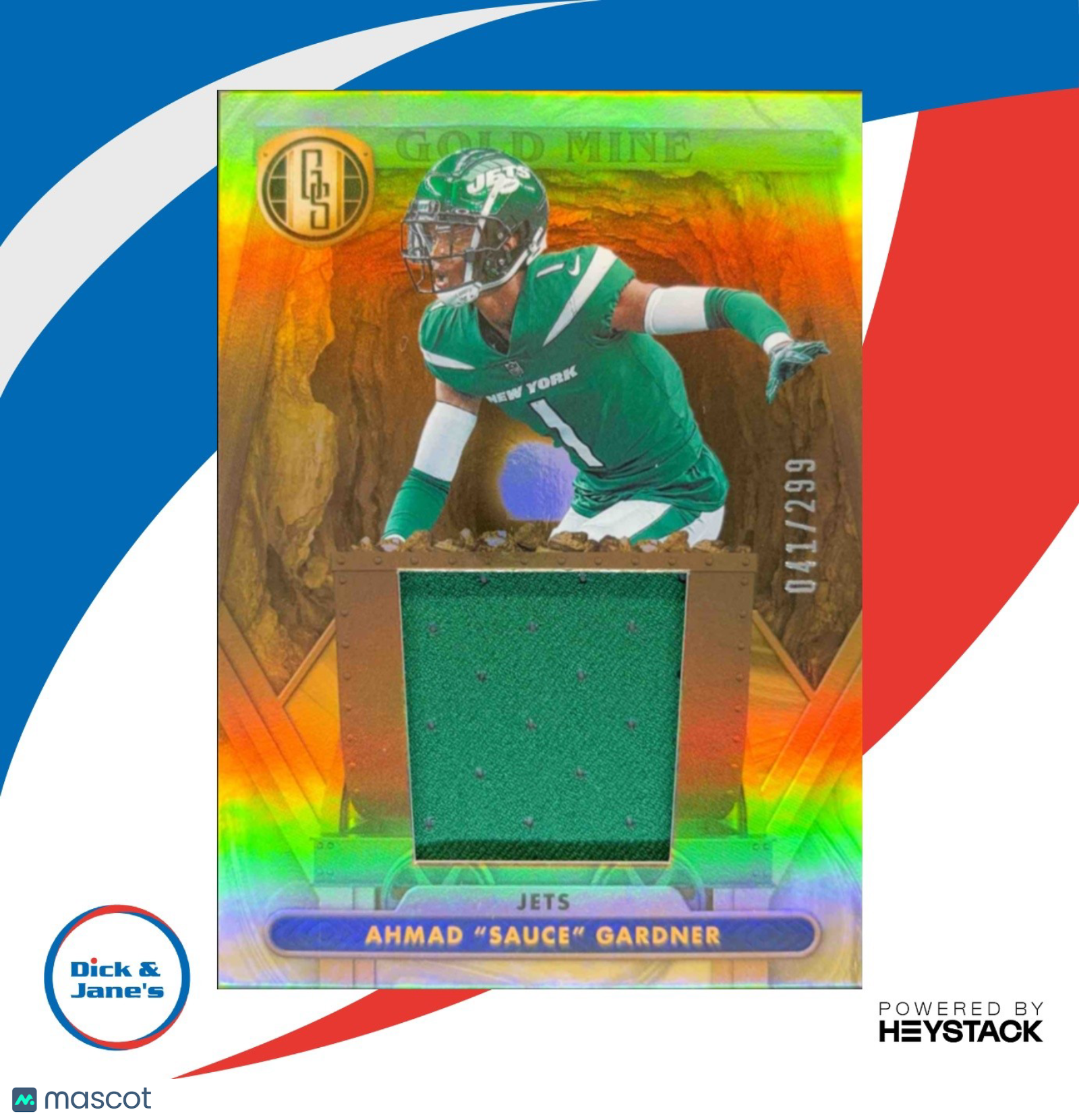 2024 Panini Gold Standard Ahmad ’Sauce’ Gardner Mine 041/299 MEM New York Jets - Sports Cards