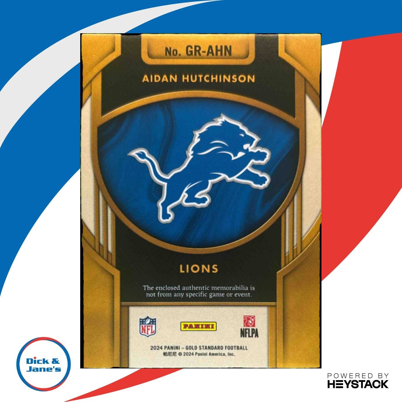2024 Panini Gold Standard Aidan Hutchinson Gold Rush Patch /299 MEM Lions - Sports Cards