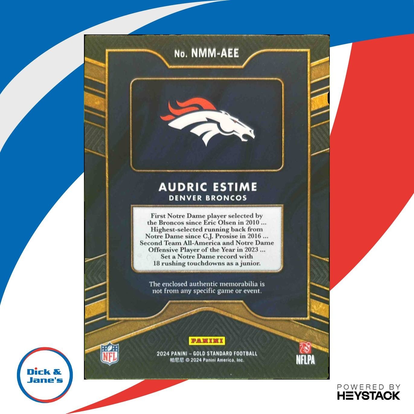2024 Panini Gold Standard Audric Estime Newly Minted /499 MEM Denver Broncos - Sports Cards