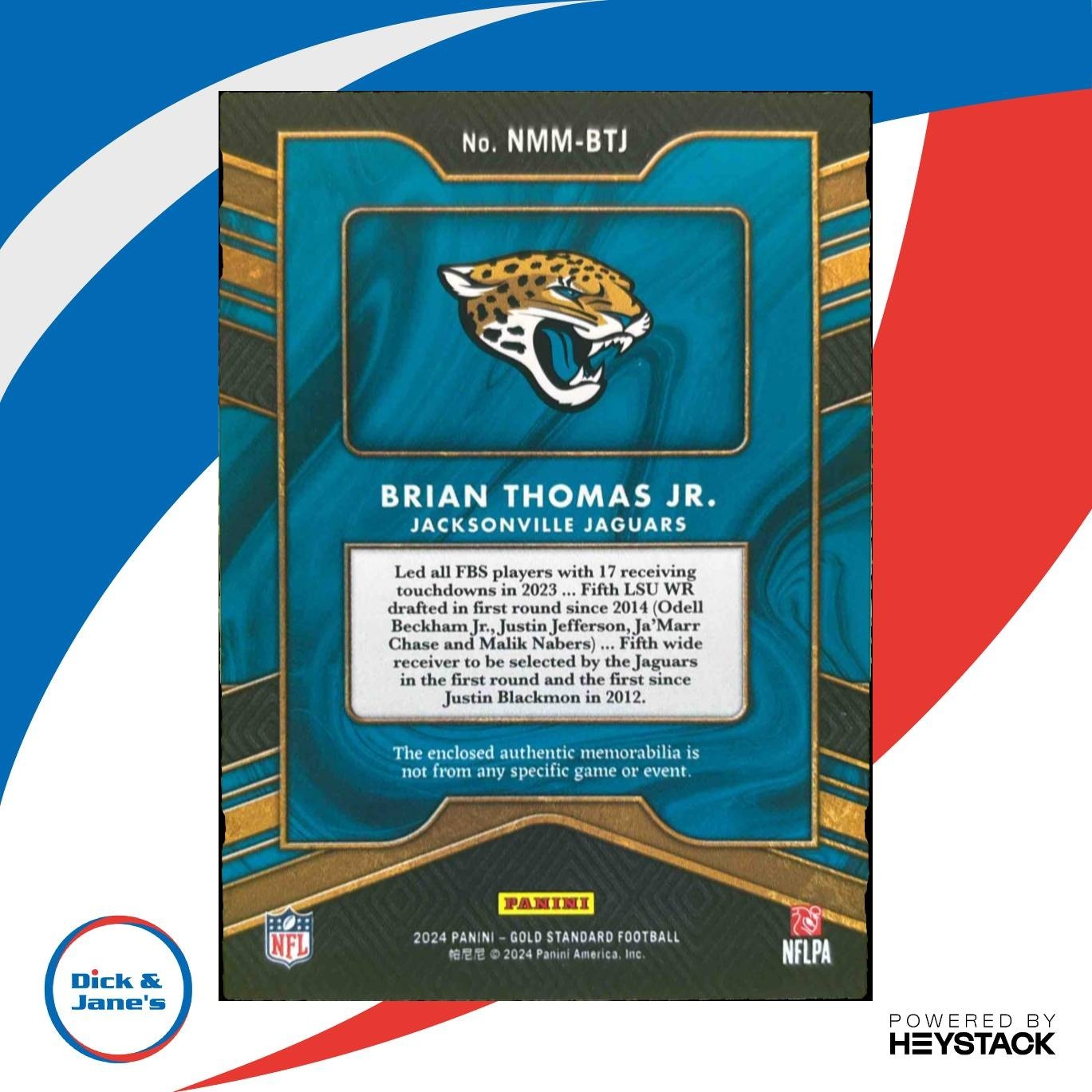 2024 Panini Gold Standard Brian Thomas Jr. Newly Minted Patch /499 RC Jaguars - Sports Cards