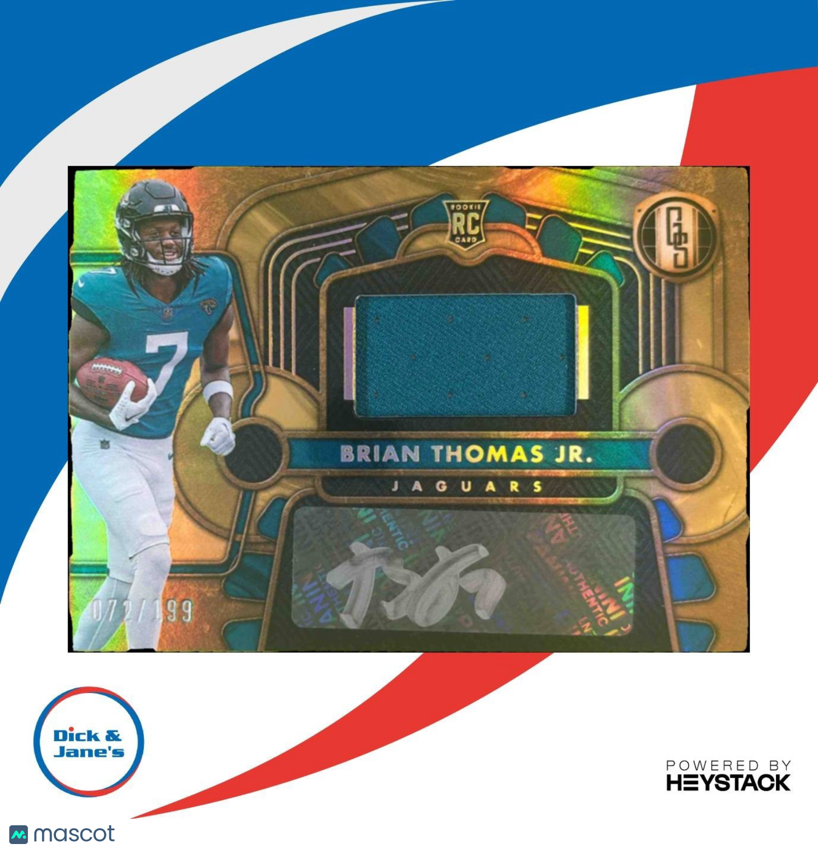 2024 Panini Gold Standard Brian Thomas Jr Patch Auto /99 RC Jacksonville Jaguars - Sports Cards