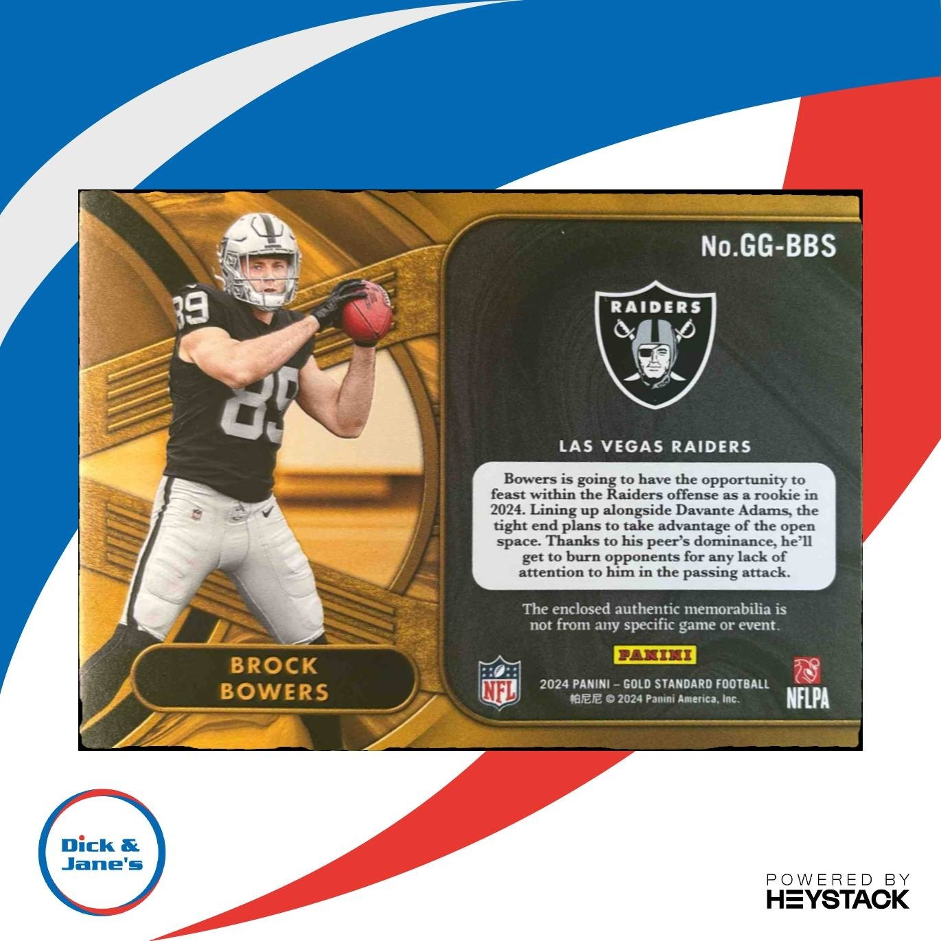 2024 Panini Gold Standard Brock Bowers Gold Gear /299 MEM RC Las Vegas Raiders - Sports Cards