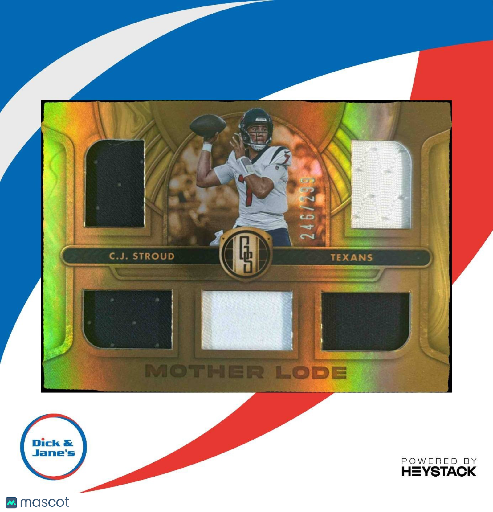 2024 Panini Gold Standard CJ Stroud Mother Lode FIVE PATCH /299 MEM Texans - Sports Cards
