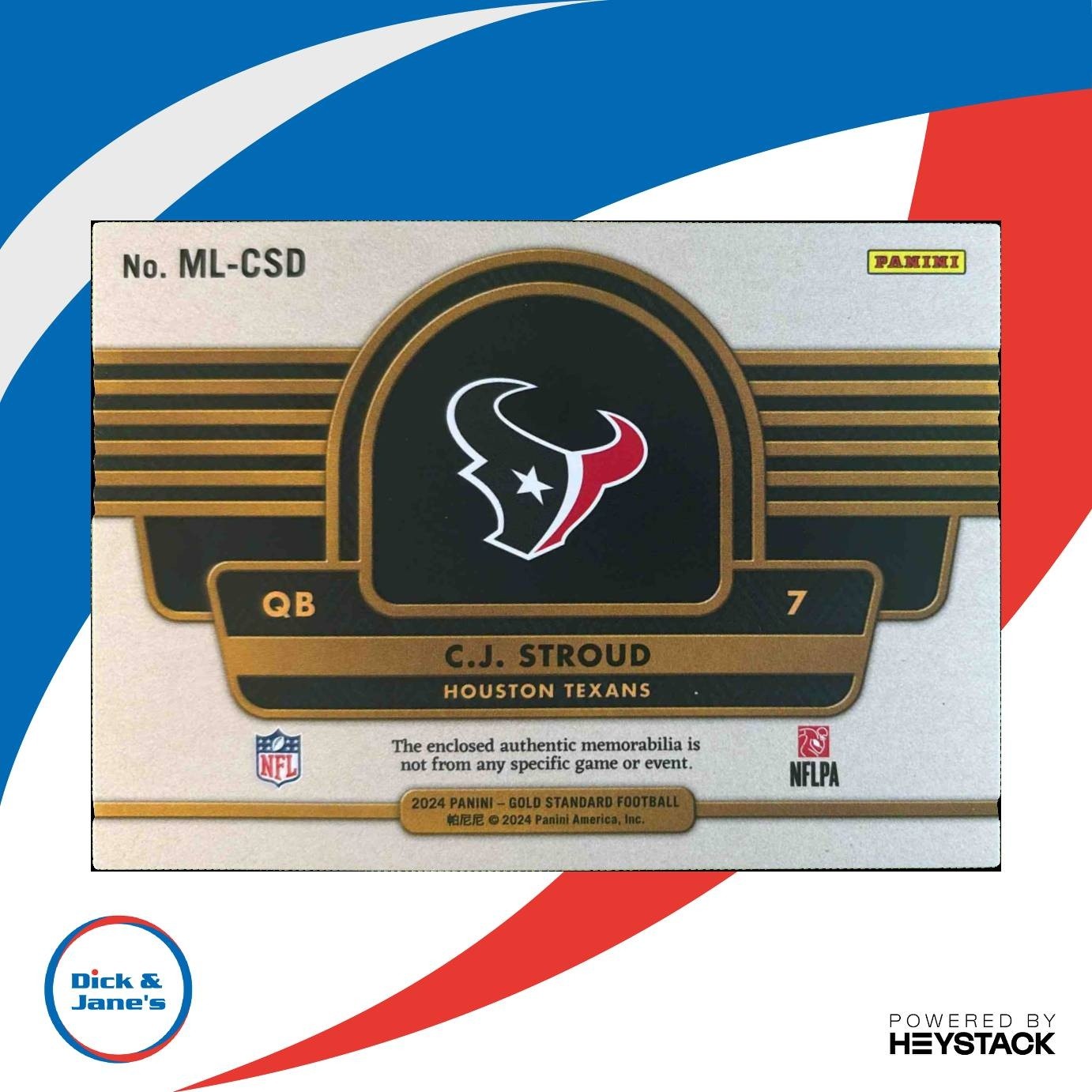 2024 Panini Gold Standard CJ Stroud Mother Lode FIVE PATCH /299 MEM Texans - Sports Cards