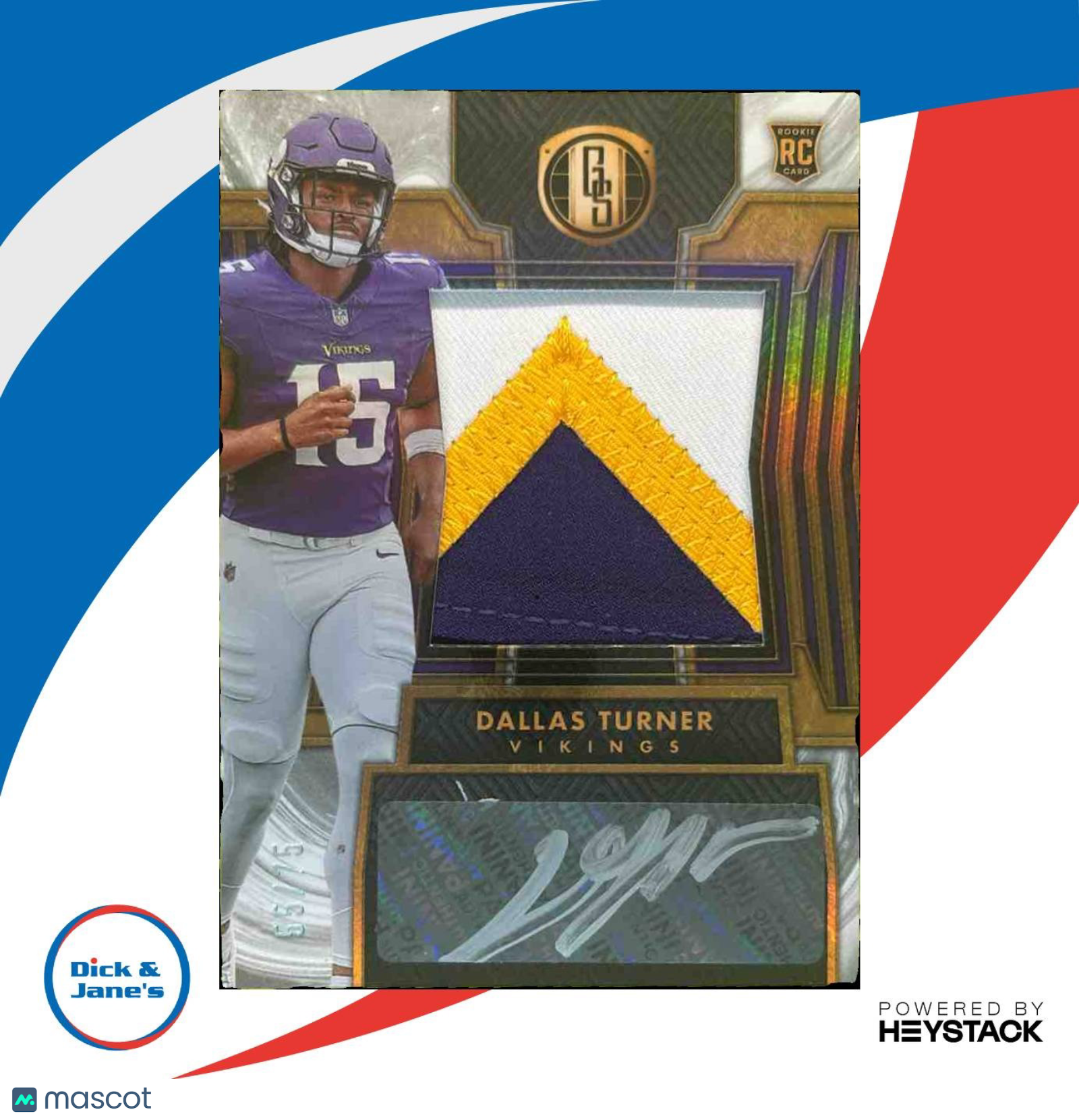 2024 Panini Gold Standard Dallas Turner White /75 #247 MEM RC Auto Vikings - Sports Cards