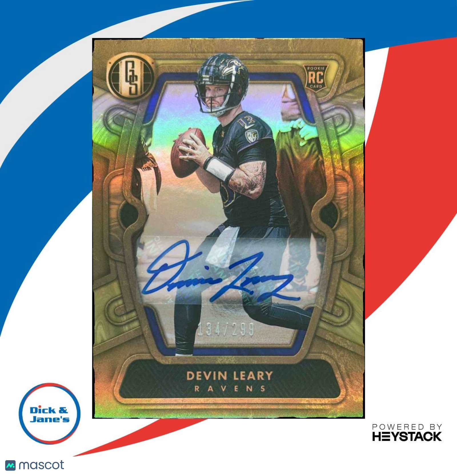 2024 Panini Gold Standard Devin Leary Auto 134/299 #186 Baltimore Ravens - Sports Cards