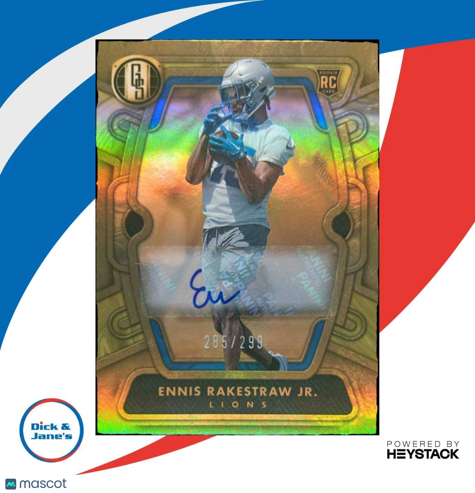 2024 Panini Gold Standard Ennis Rakestraw Auto /299 #192 RC Detroit Lions - Sports Cards