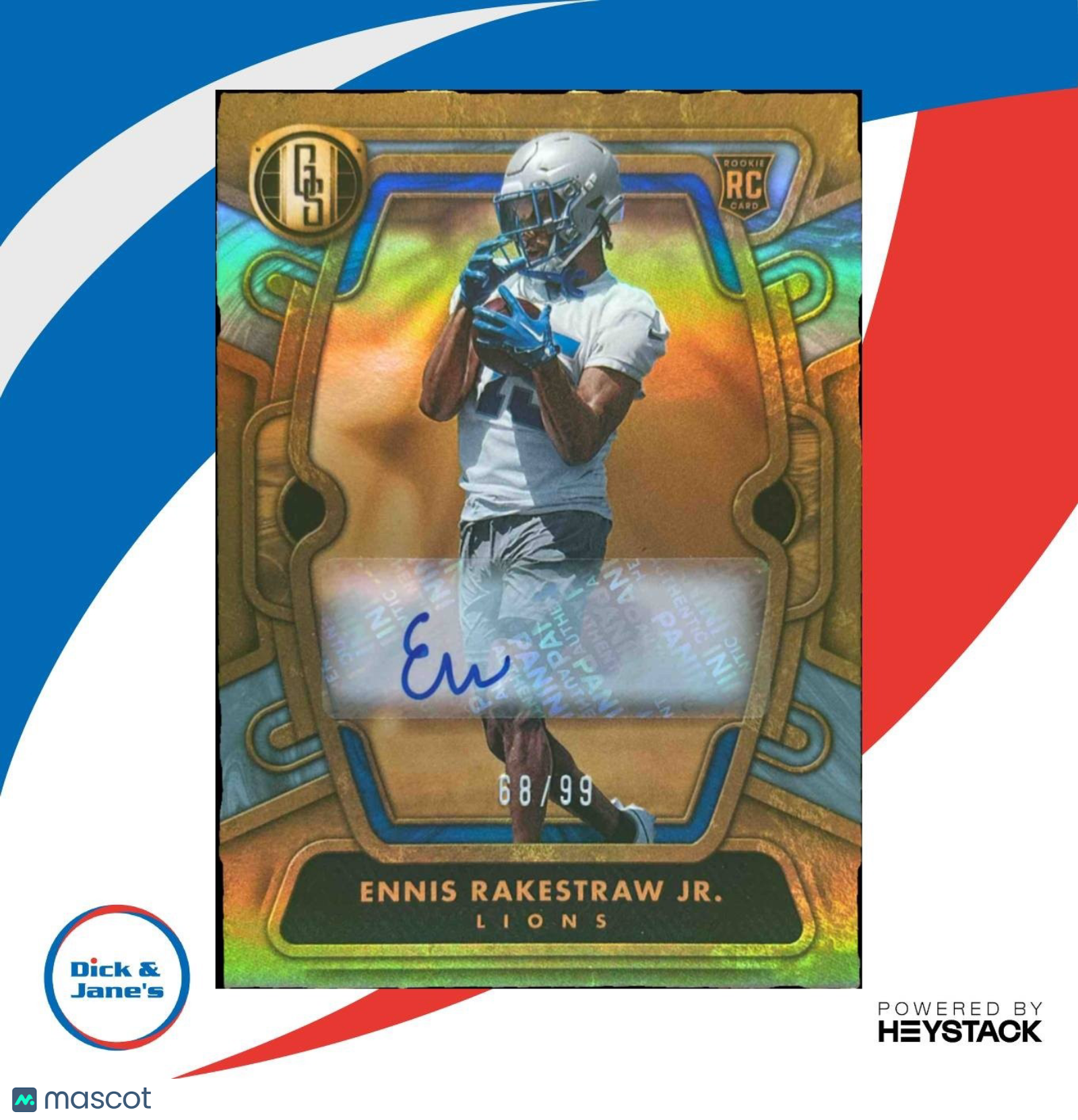 2024 Panini Gold Standard Ennis Rakestraw Auto /99 #192 RC Detroit Lions - Sports Cards