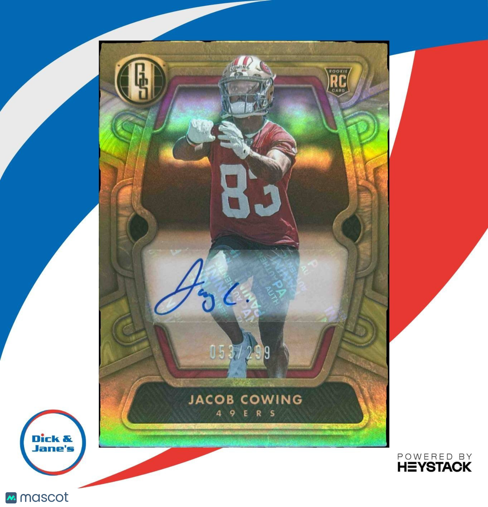 2024 Panini Gold Standard Jacob Cowing Auto 53/299 #168 San Francisco 49ers - Sports Cards