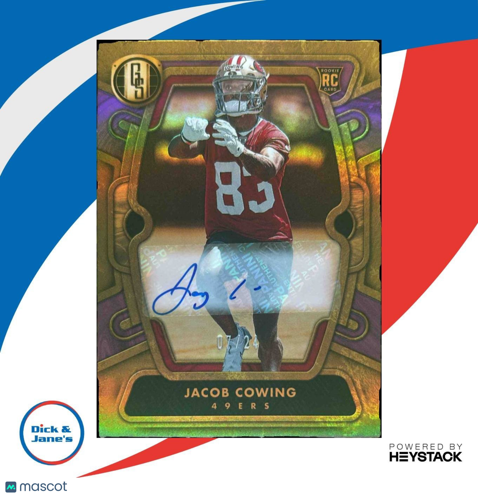 2024 Panini Gold Standard Jacob Cowing Auto Rose 7/24 #168 San Francisco 49ers - Sports Cards