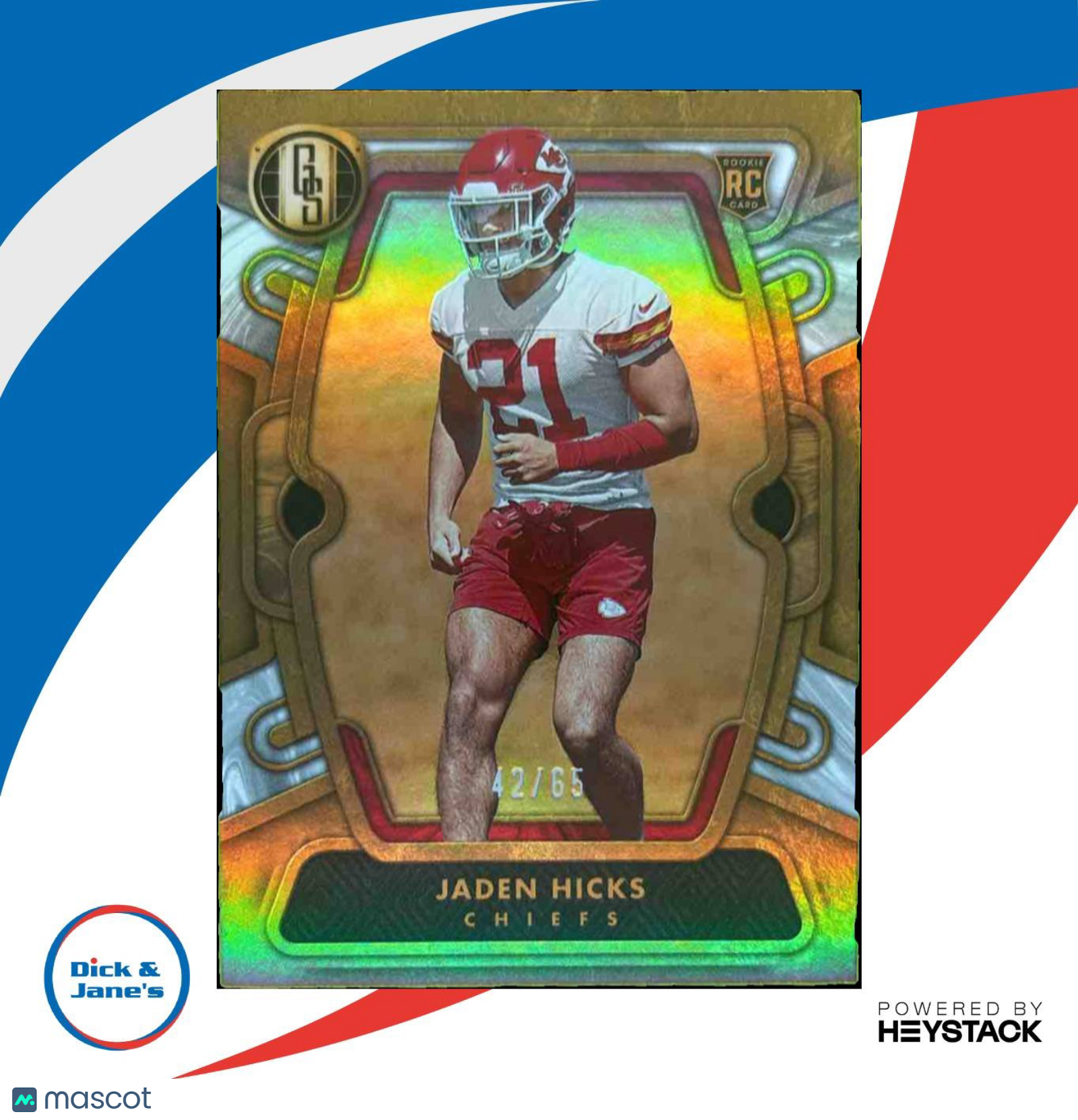 2024 Panini Gold Standard Jaden Hicks White 42/65 #167 RC Kansas City Chiefs - Sports Cards