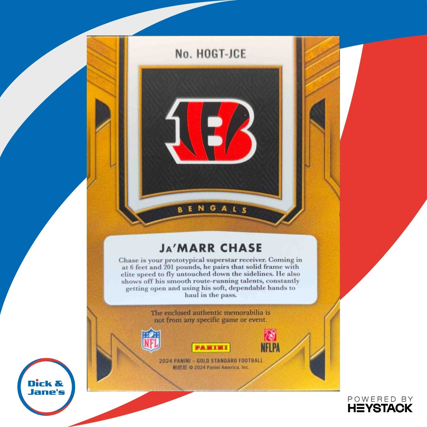 2024 Panini Gold Standard Ja’Marr Chase Heart of Threads Sapphire 7/10 Bengals - Sports Cards