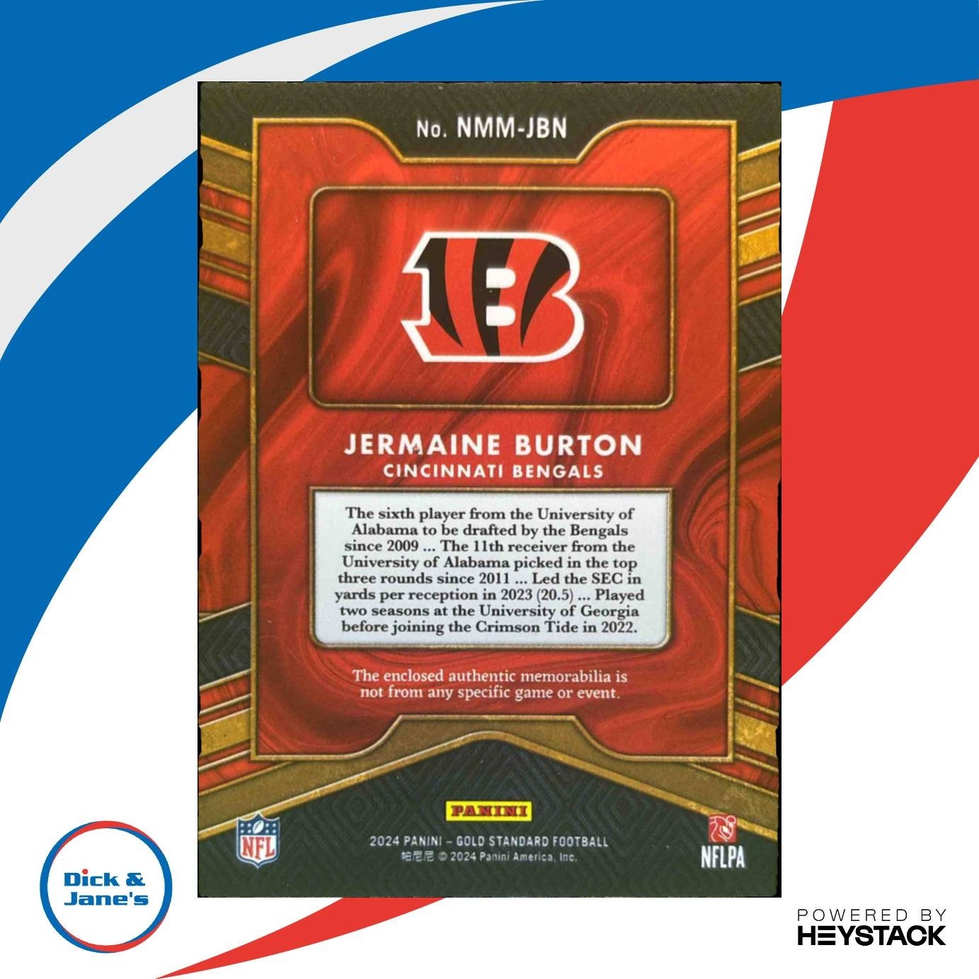 2024 Panini Gold Standard Jermaine Burton Newly Minted Patch /24 MEM RC Bengals - Sports Cards