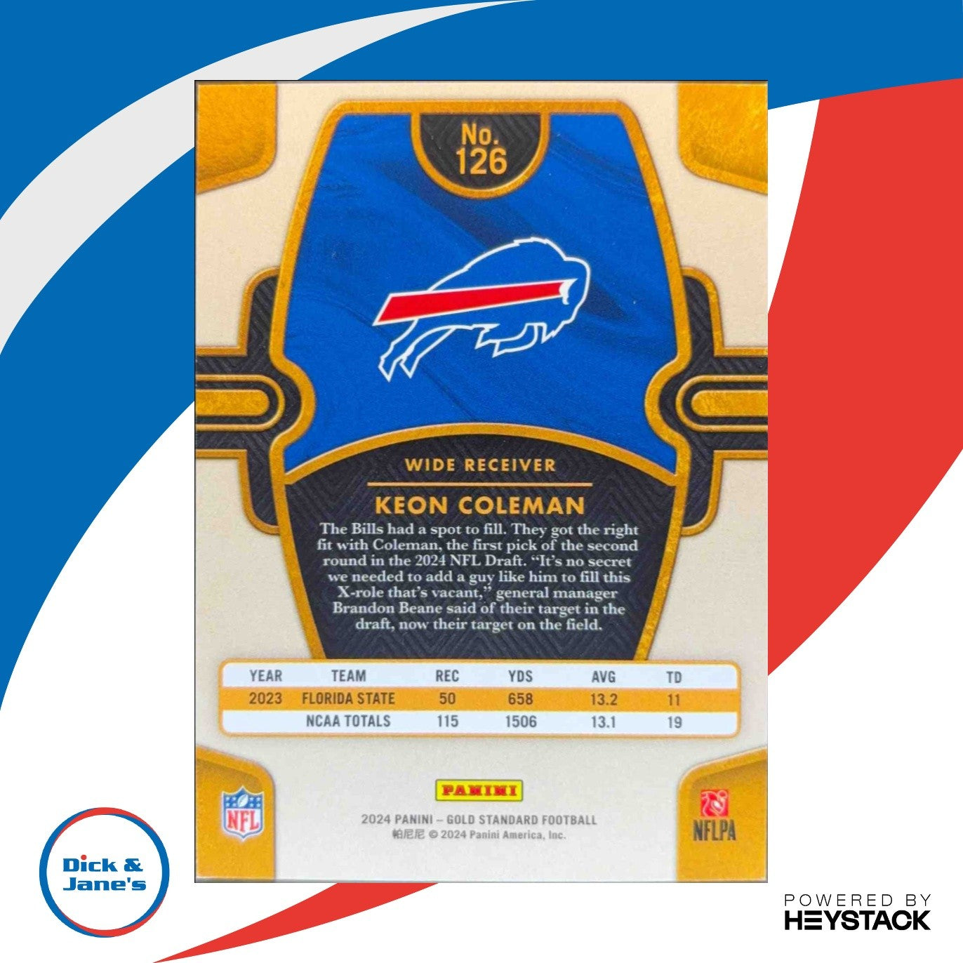 2024 Panini Gold Standard Keon Coleman 66/99 #126 RC Buffalo Bills - Sports Cards