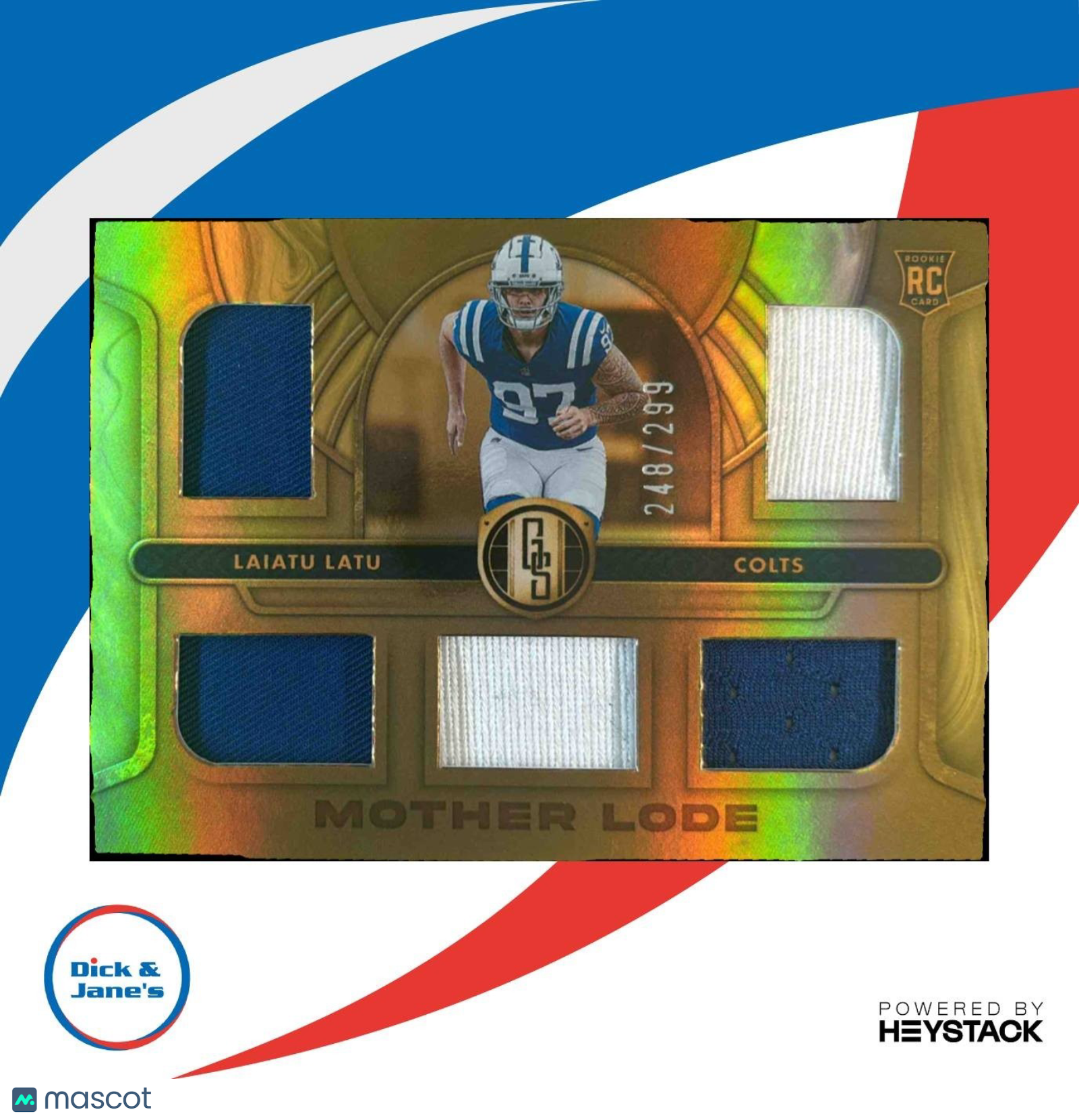 2024 Panini Gold Standard Laiatu Latu Mother Lode FIVE PATCH /299 MEM RC Colts - Sports Cards