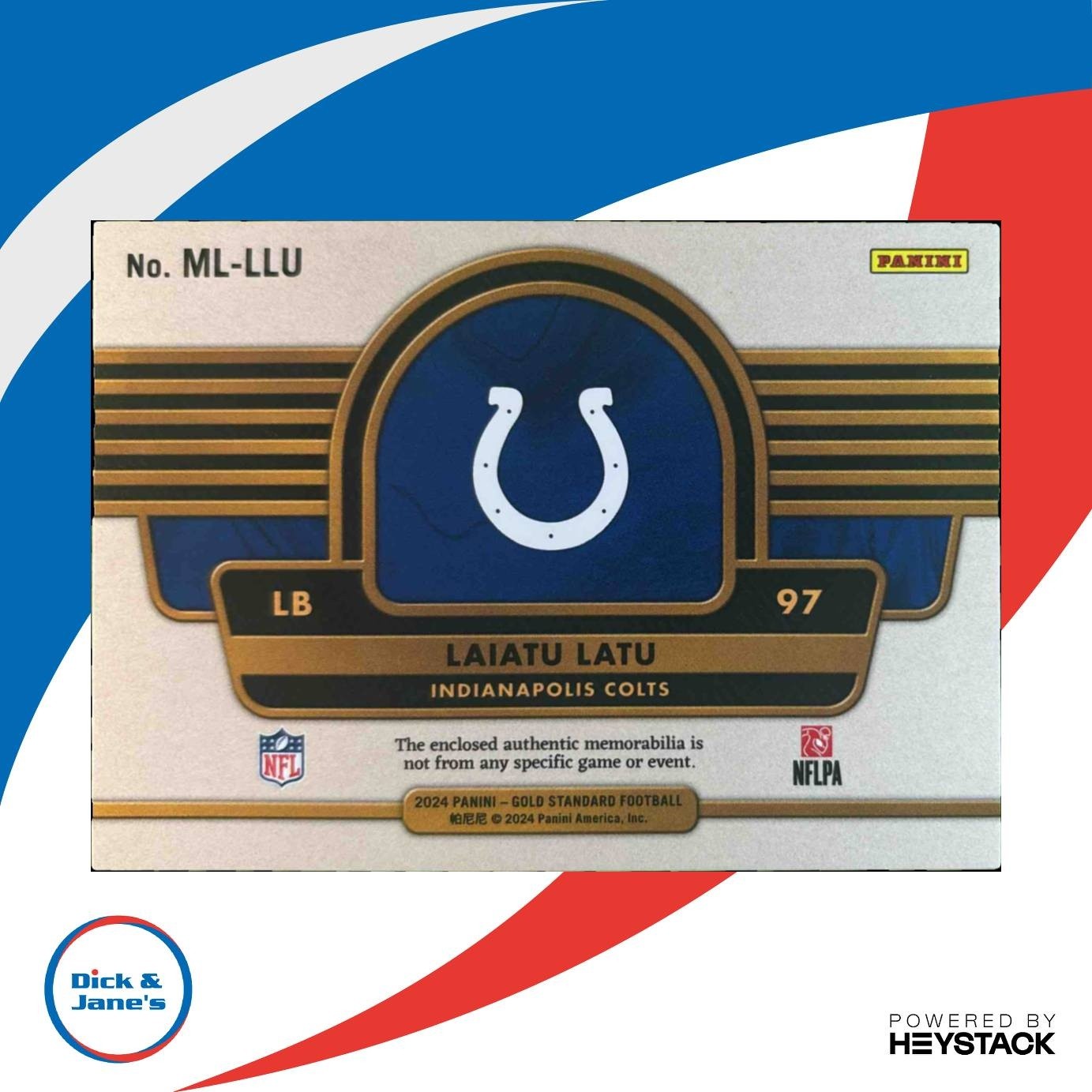 2024 Panini Gold Standard Laiatu Latu Mother Lode FIVE PATCH /299 MEM RC Colts - Sports Cards