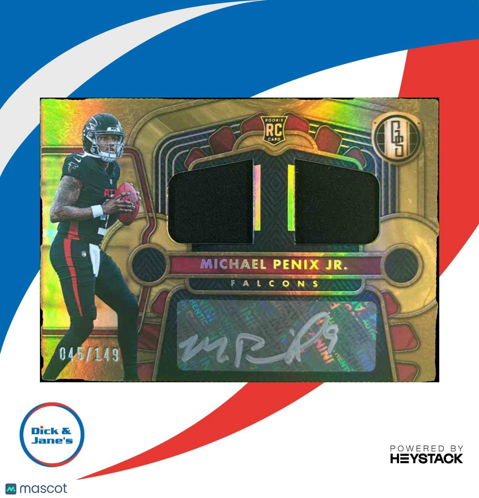 2024 Panini Gold Standard Michael Penix Jr. Dual Patch Auto /149 RC Falcons - Sports Cards