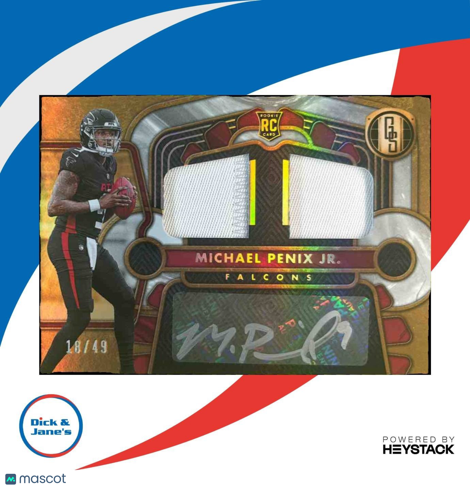2024 Panini Gold Standard Michael Penix Jr. Dual Patch Auto /49 RC Falcons - Sports Cards