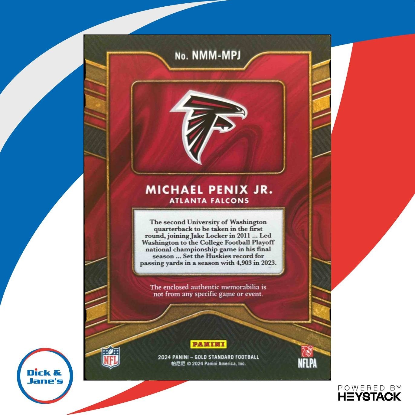 2024 Panini Gold Standard Michael Penix Jr. Newly Minted Patch /499 RC Falcons - Sports Cards