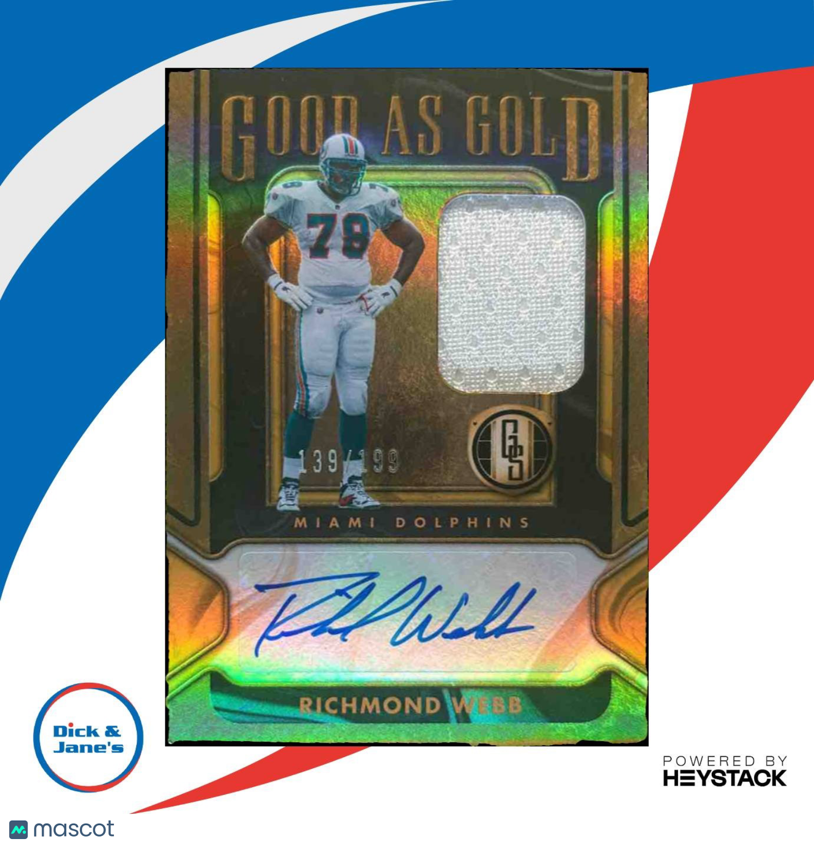 2024 Panini Gold Standard Richmond Webb Good as 139/199 MEM Auto Miami Dolphins - Sports Cards