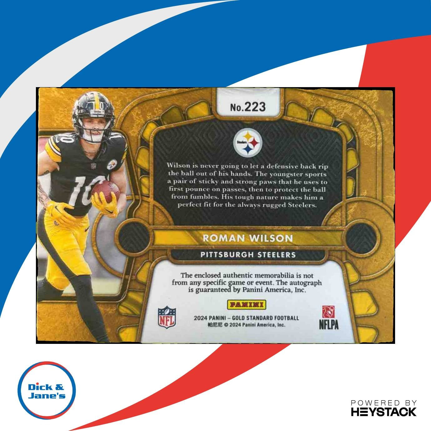 2024 Panini Gold Standard Roman Wilson /199 #223 MEM RC Auto Pittsburgh Steelers - Sports Cards