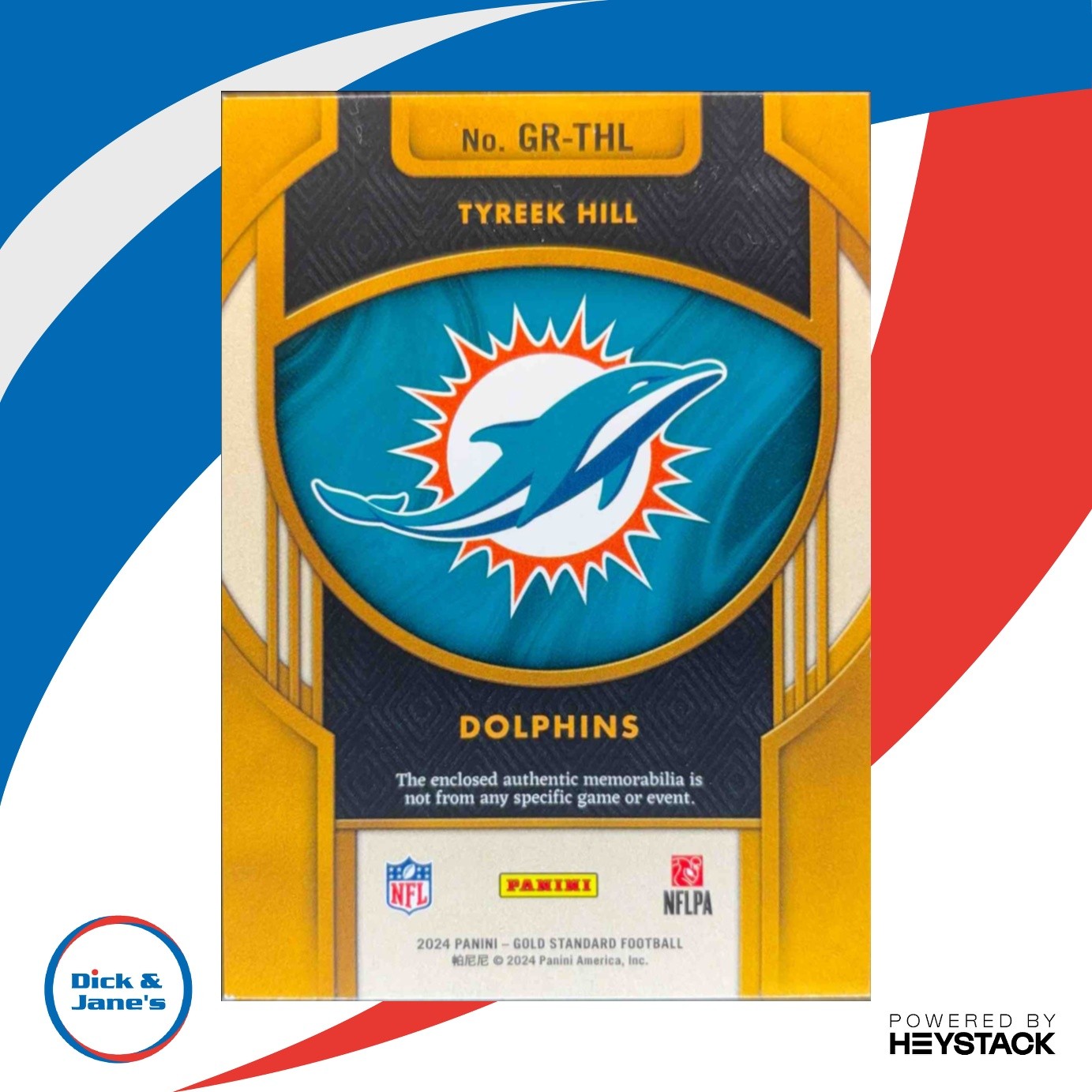 2024 Panini Gold Standard Tyreek Hill Rush 104/299 #GR-THL MEM Miami Dolphins - Sports Cards