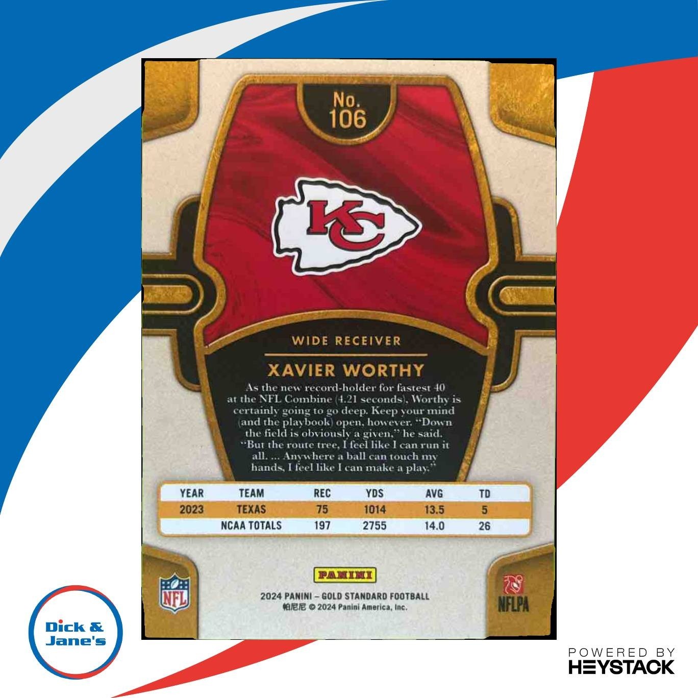 2024 Panini Gold Standard Xavier Worthy Rose 8/24 #106 RC Kansas City Chiefs - Sports Cards