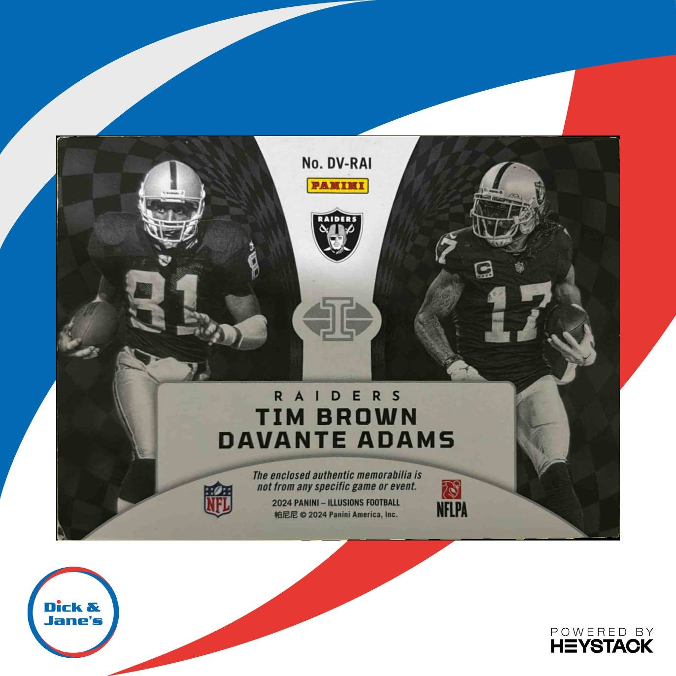 2024 Panini Illusions Davante Adams / Tim Brown Deja Vu Jersey Las Vegas Raiders - Sports Cards