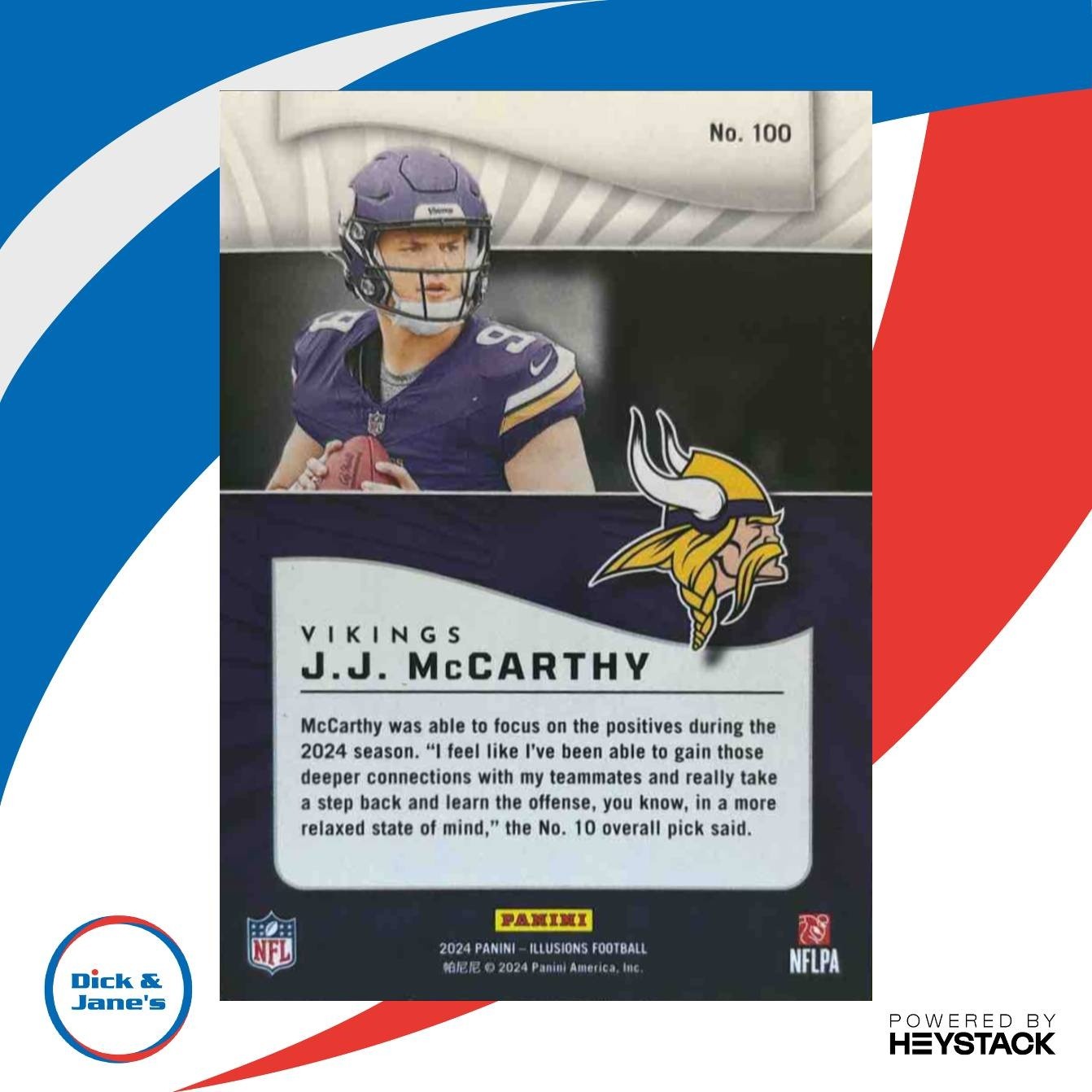2024 Panini Illusions J.J. McCarthy Orange Trophy Collection #100 RC Vikings - Sports Cards