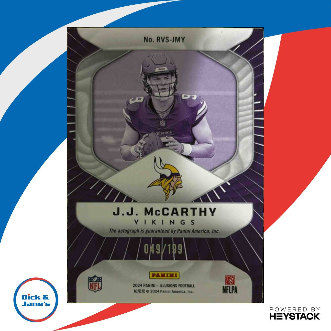 2024 Panini Illusions J.J. McCarthy Rookie Vision Signatures/199 RC Auto Vikings - Sports Cards
