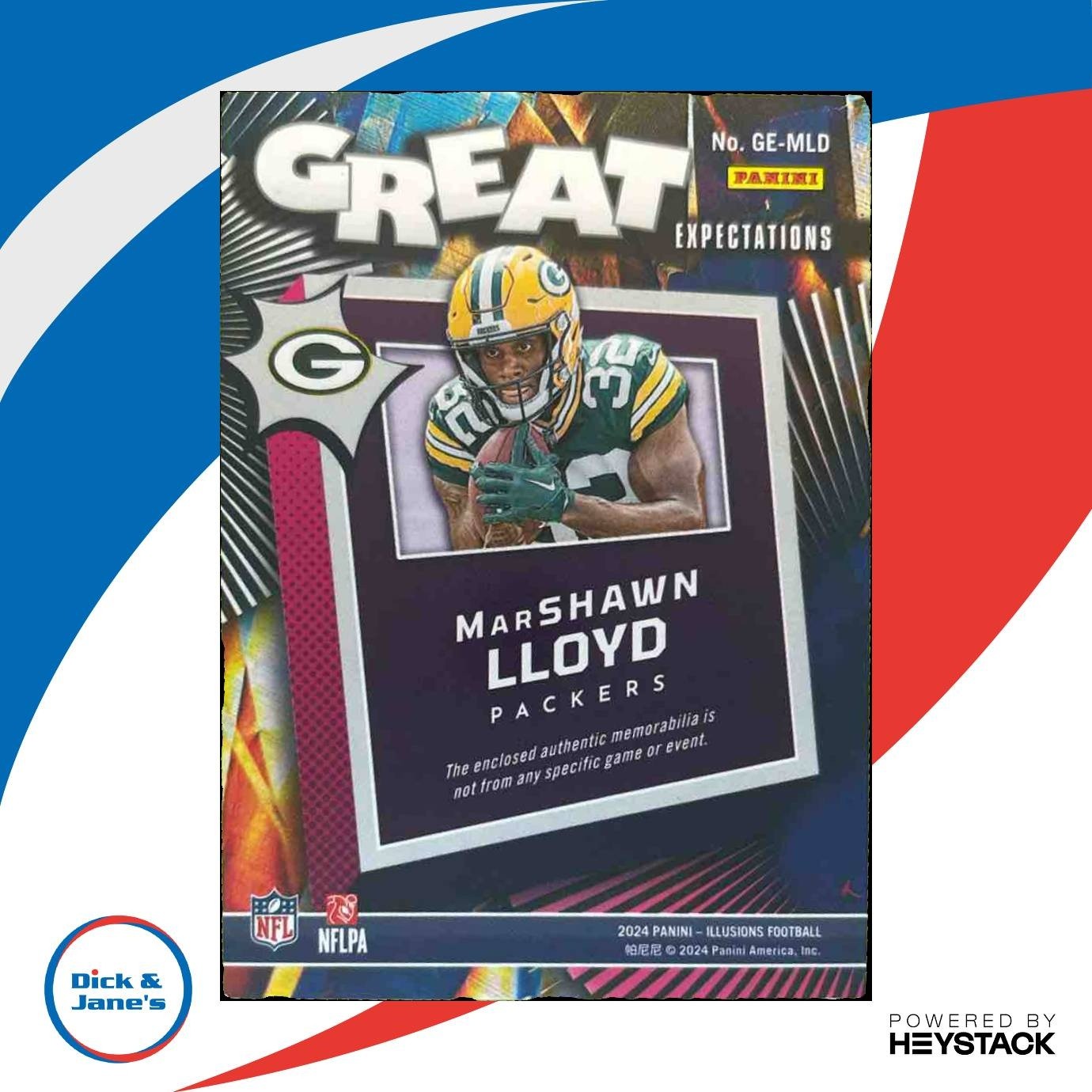 2024 Panini Illusions MarShawn Lloyd Great Expectations Gold /25 MEM RC Packers - Sports Cards