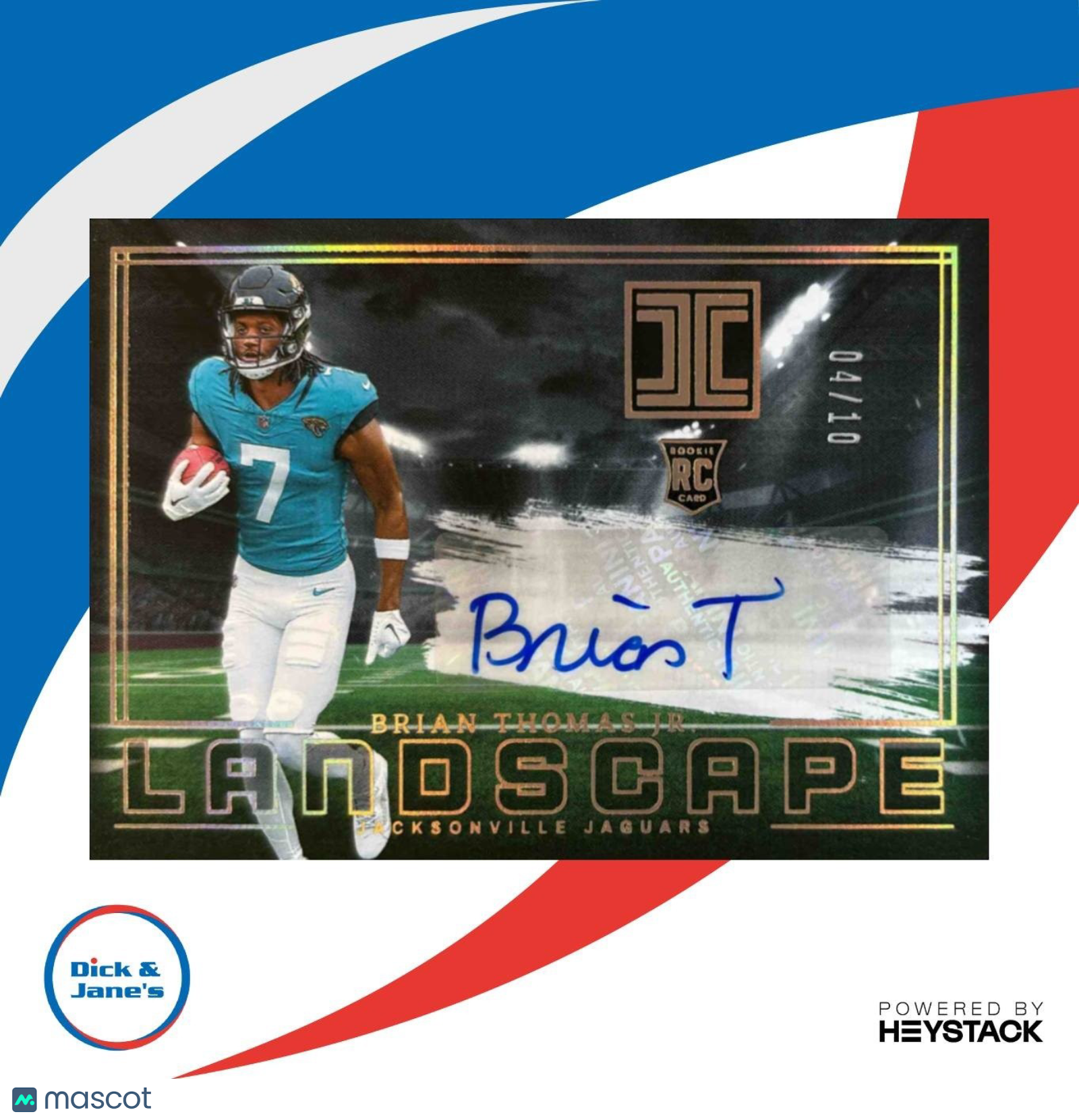 2024 Panini Impeccable Brian Thomas Jr. Rookie Landscape Gold /10 Auto Jaguars - Sports Cards