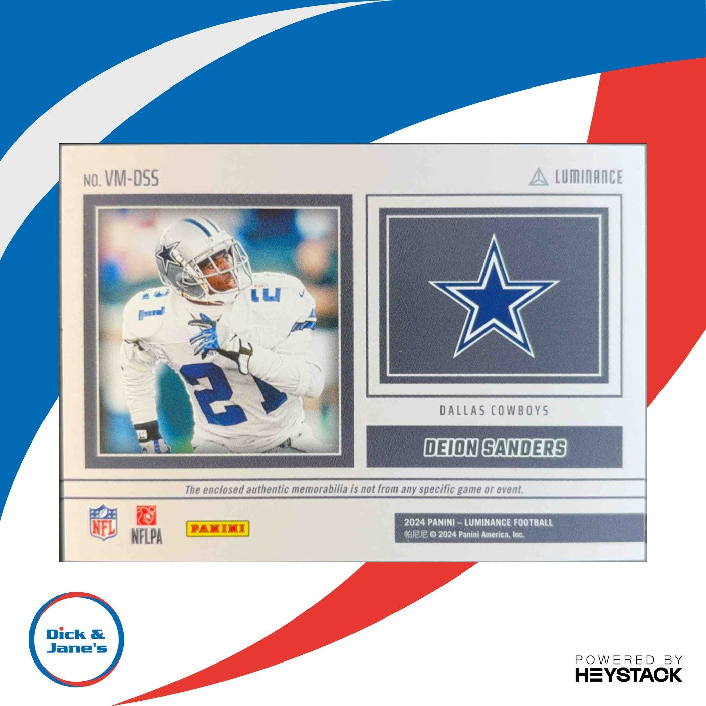 2024 Panini Luminance Deion Sanders Vintage Materials #VM-DSS MEM Dallas Cowboys - Sports Cards