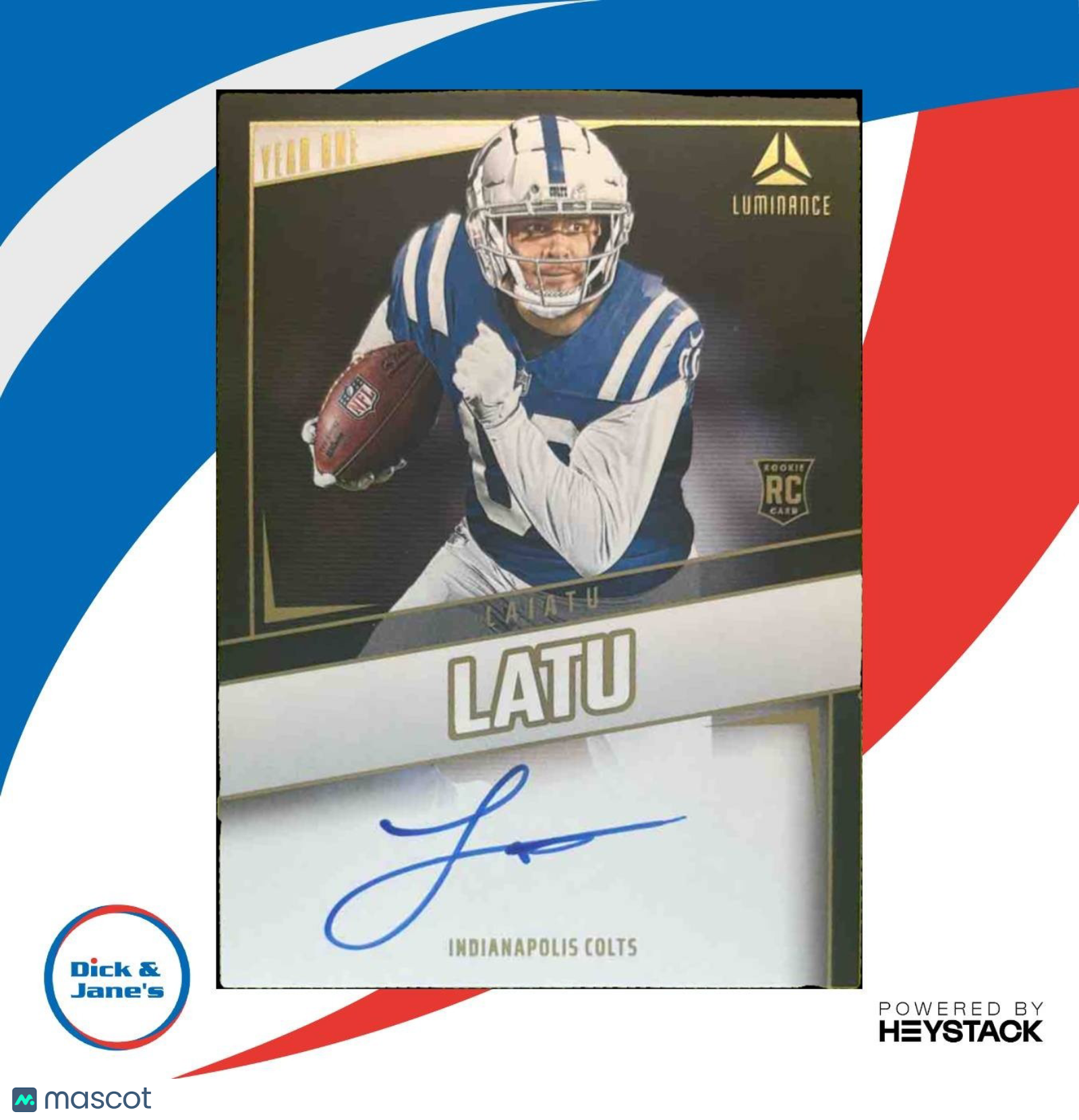 2024 Panini Luminance Laiatu Latu Year One Signatures RPS Auto RC Colts - Sports Cards