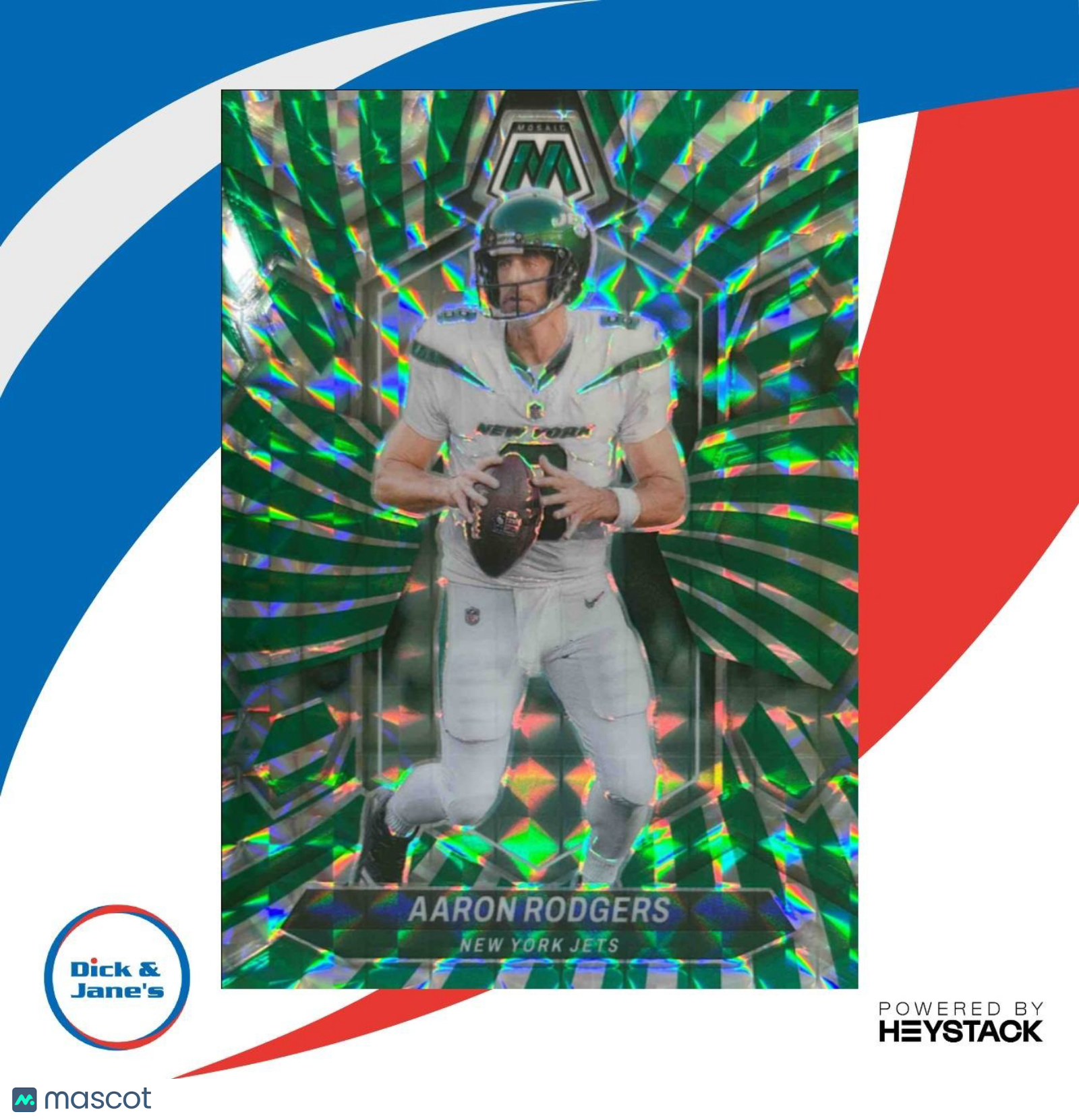 2024 Panini Mosaic Aaron Rodgers Green Swirl Prizm COLOR MATCH /13 #169 Jets - Sports Cards