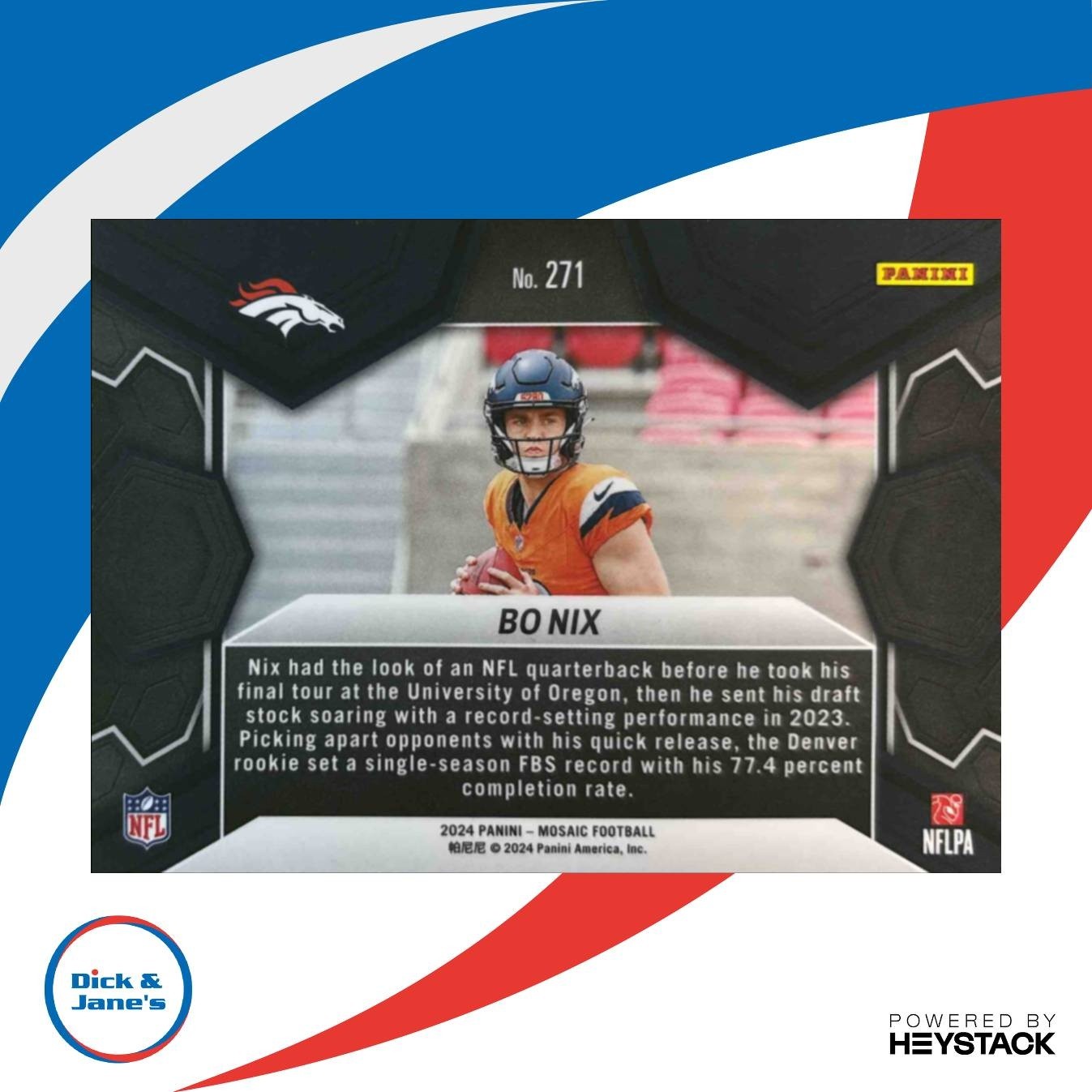 2024 Panini Mosaic Bo Nix #271 RC Denver Broncos - Sports Cards