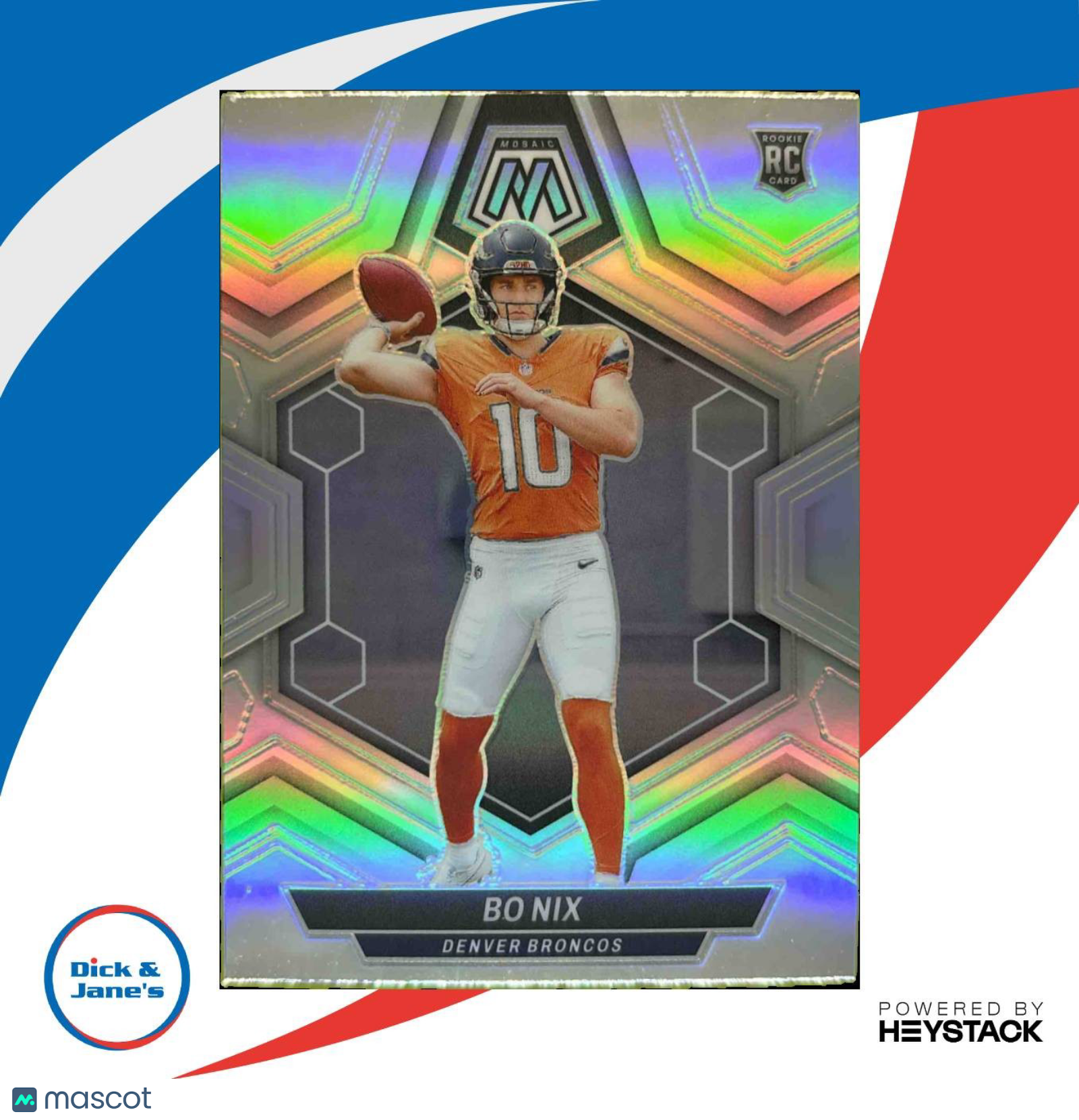 2024 Panini Mosaic Bo Nix Silver Prizm #312 RC Denver Broncos - Sports Cards
