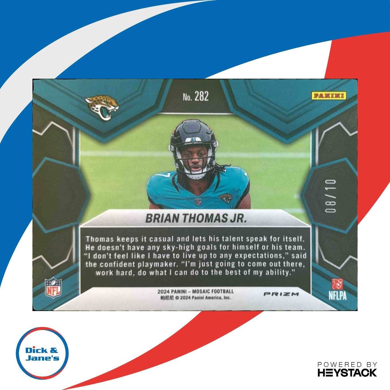 2024 Panini Mosaic Brian Thomas Jr. Green Fluorescent 08/10 #282 RC Jaguars - Sports Cards