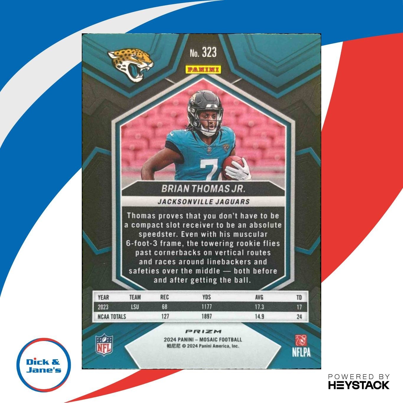 2024 Panini Mosaic Brian Thomas Jr. Silver Prizm #323 RC Jacksonville Jaguars - Sports Cards