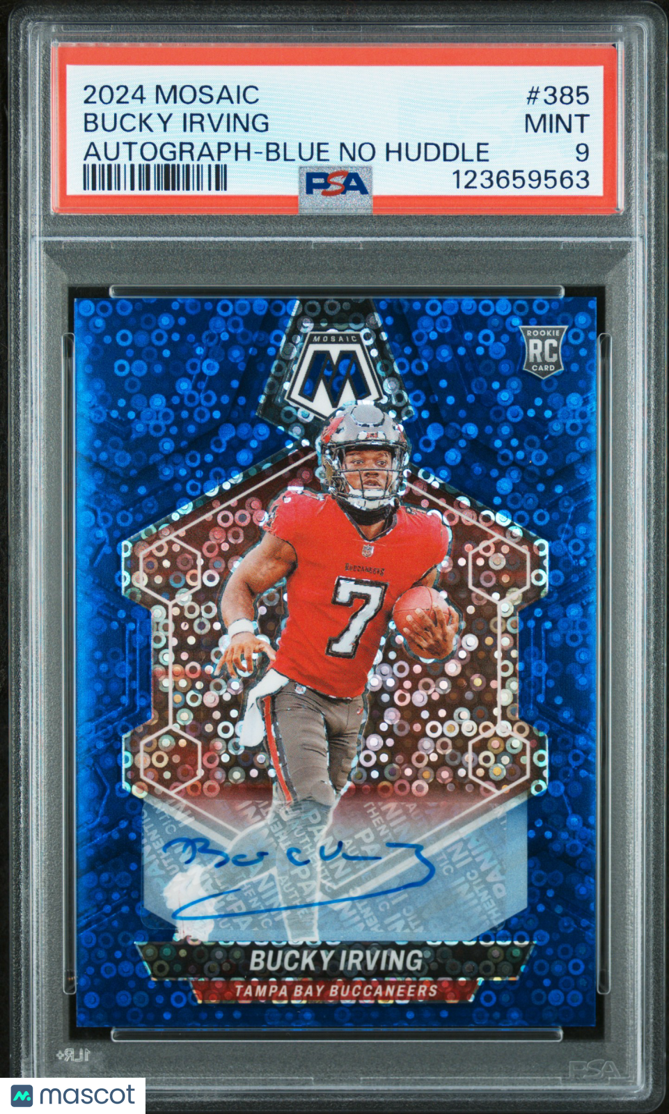 2024 Panini Mosaic Bucky Irving Autograph Blue No Huddle #385 PSA 9 - Graded Sports Cards