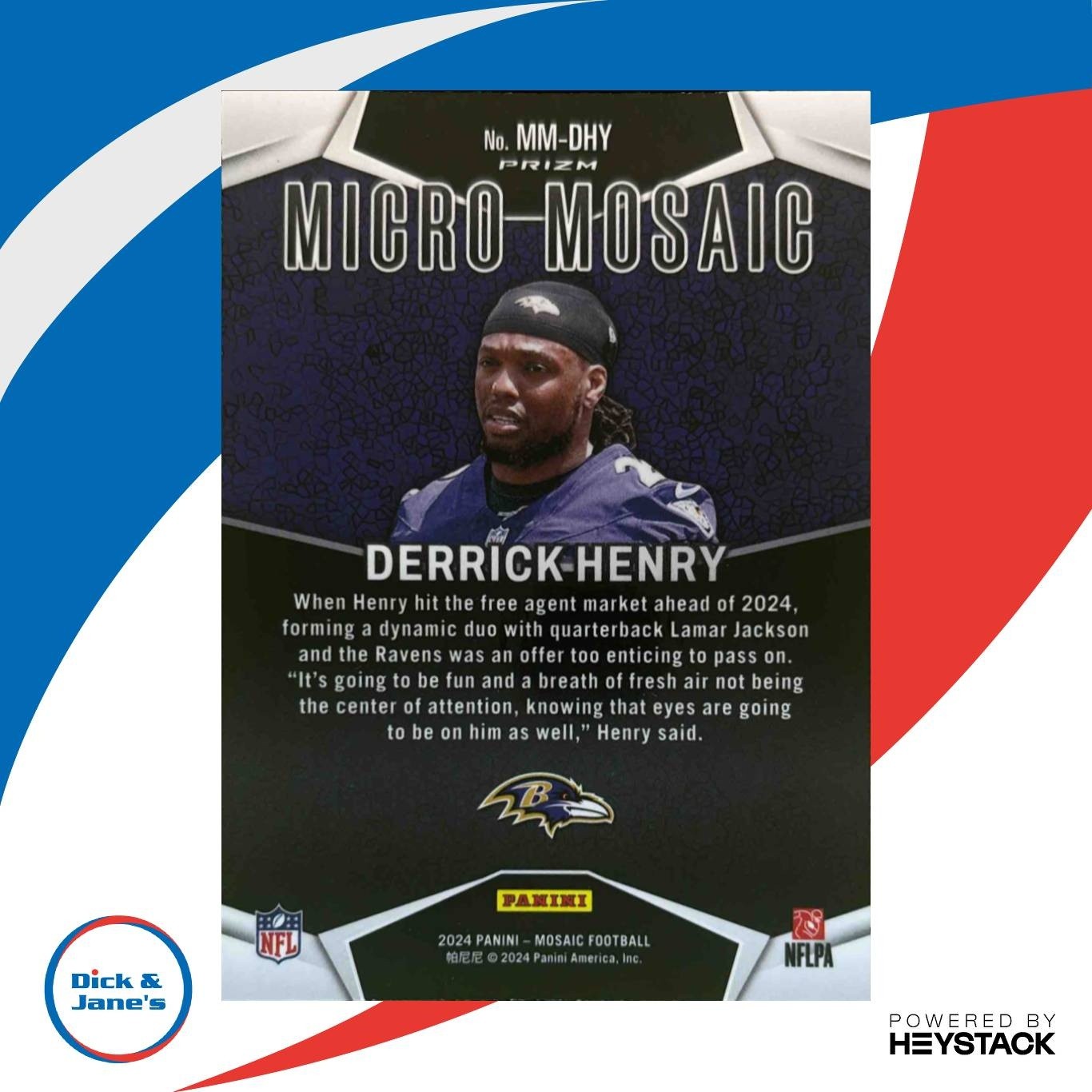 2024 Panini Mosaic Derrick Henry Micro Mosaic #MM-DHY Baltimore Ravens - Sports Cards