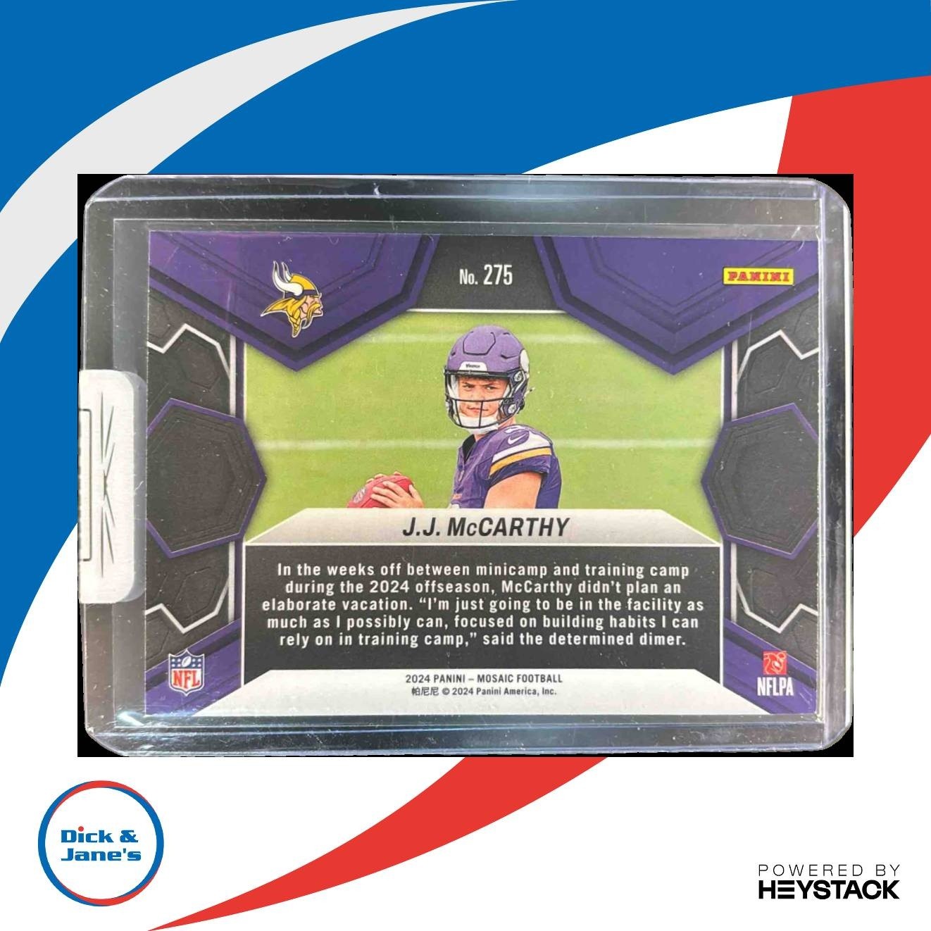 2024 Panini Mosaic J.J. McCarthy #275 RC NFL Debut Minnesota Vikings - Sports Cards