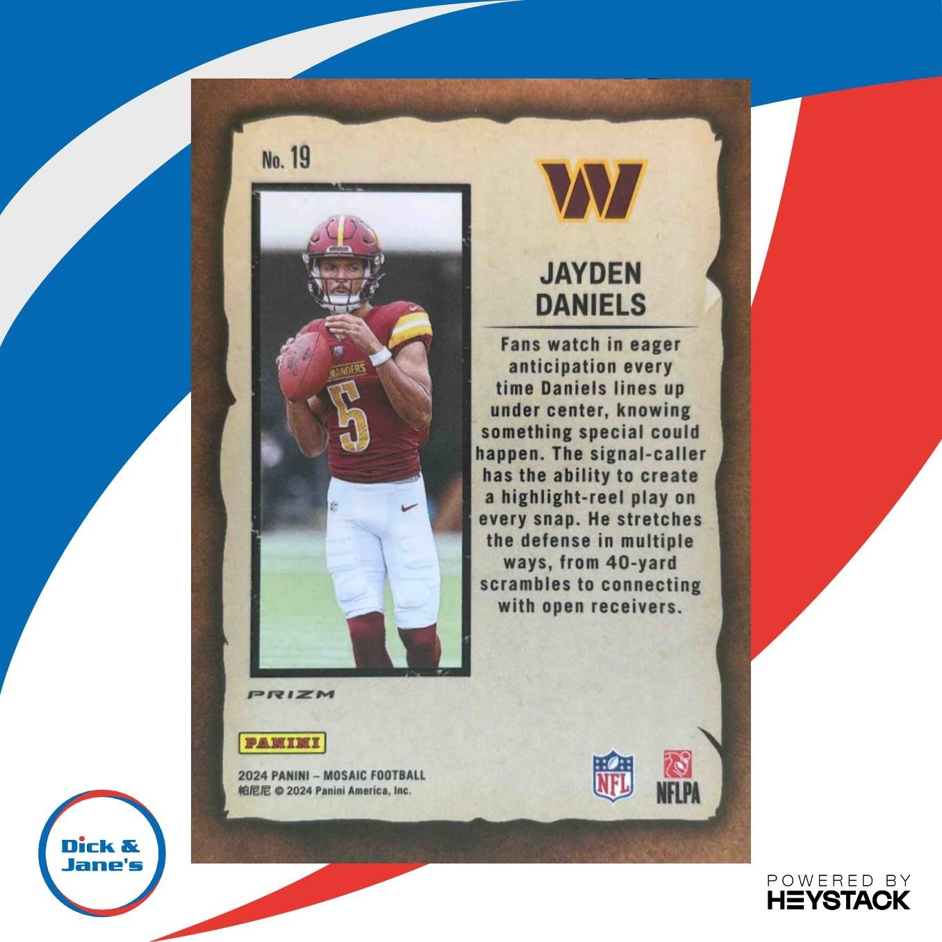 2024 Panini Mosaic Jayden Daniels Notoriety Mosaic #19 RC Washington Commanders - Sports Cards